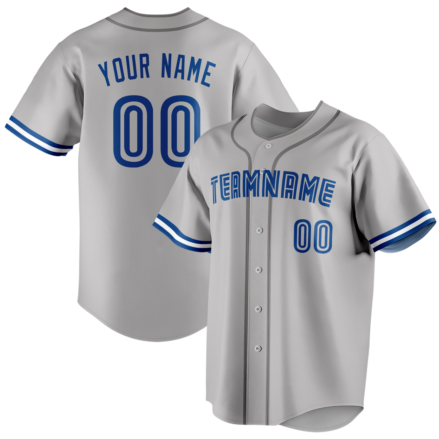 Custom Gray & Royal Blue Colors Design Sports Baseball Jersey