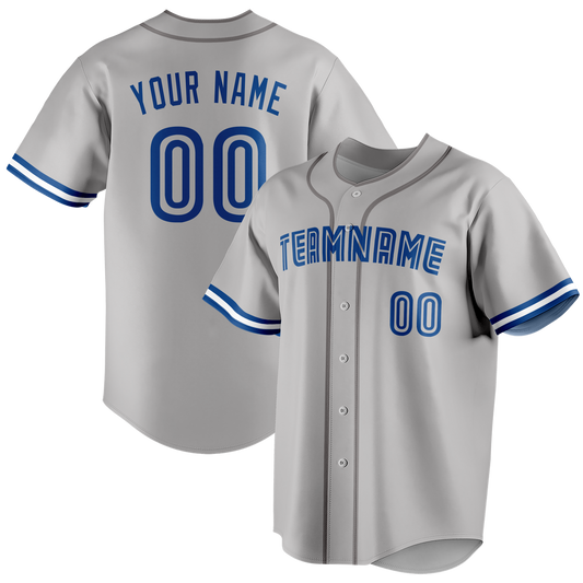 Custom Gray & Royal Blue Colors Design Sports Baseball Jersey