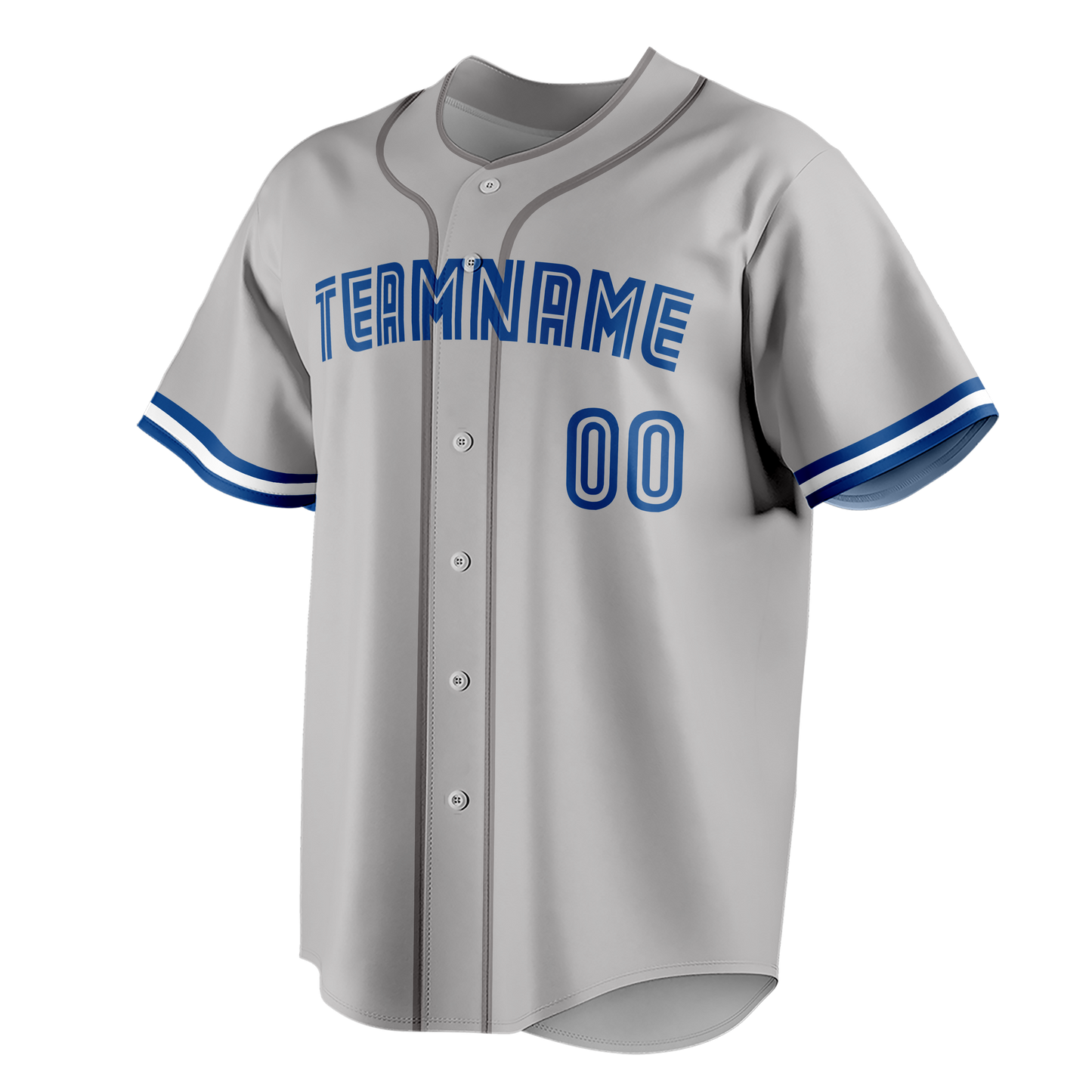 Custom Gray & Royal Blue Colors Design Sports Baseball Jersey