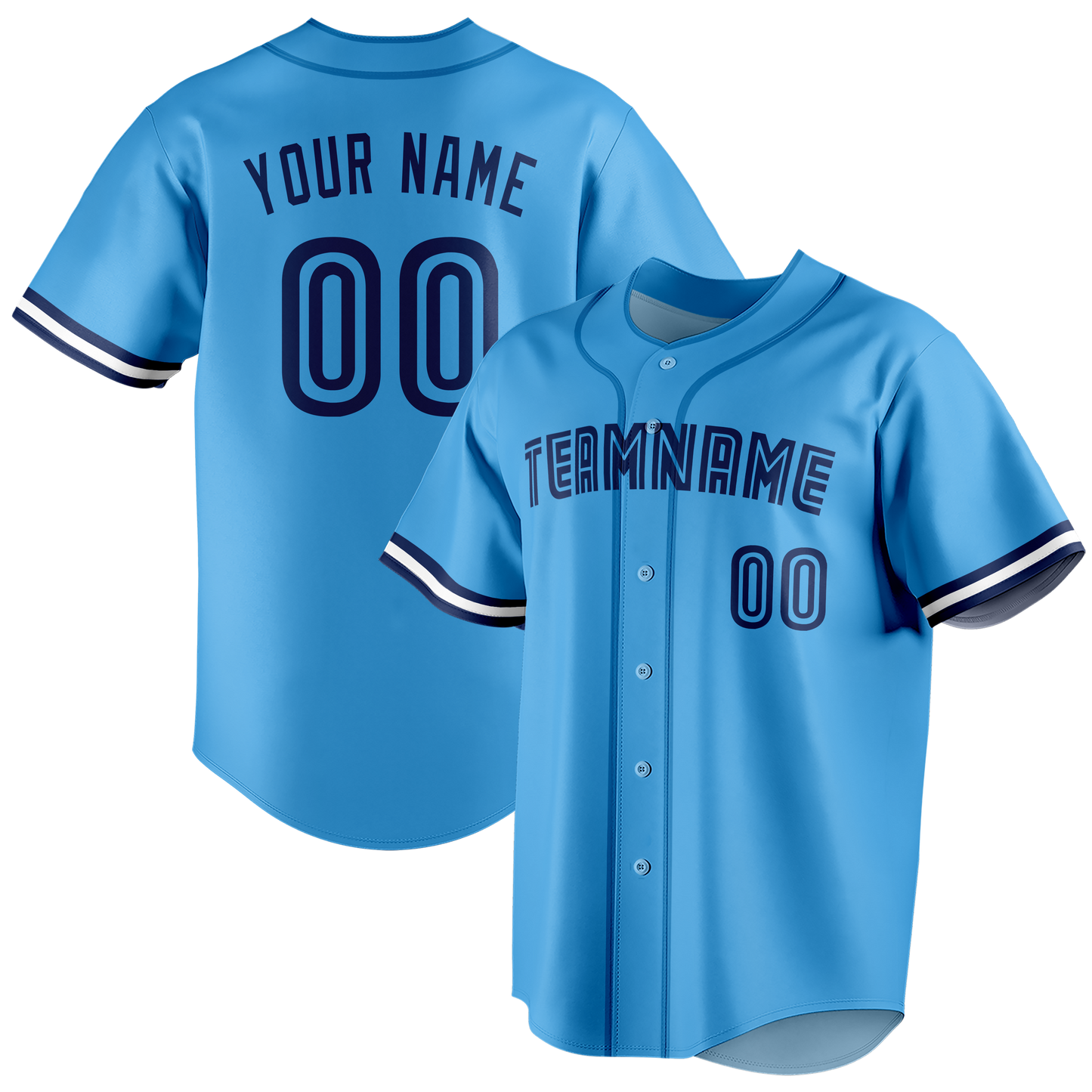 Custom Light Blue & Royal Blue Colors Design Sports Baseball Jersey