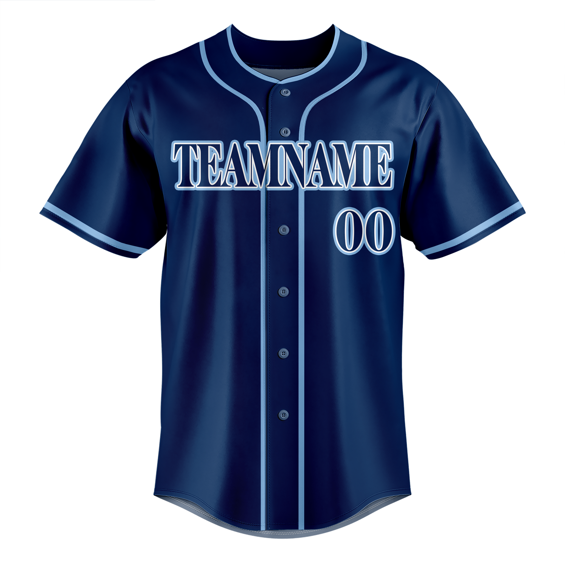 Custom Navy Blue & Light Blue Colors Design Sports Baseball Jersey