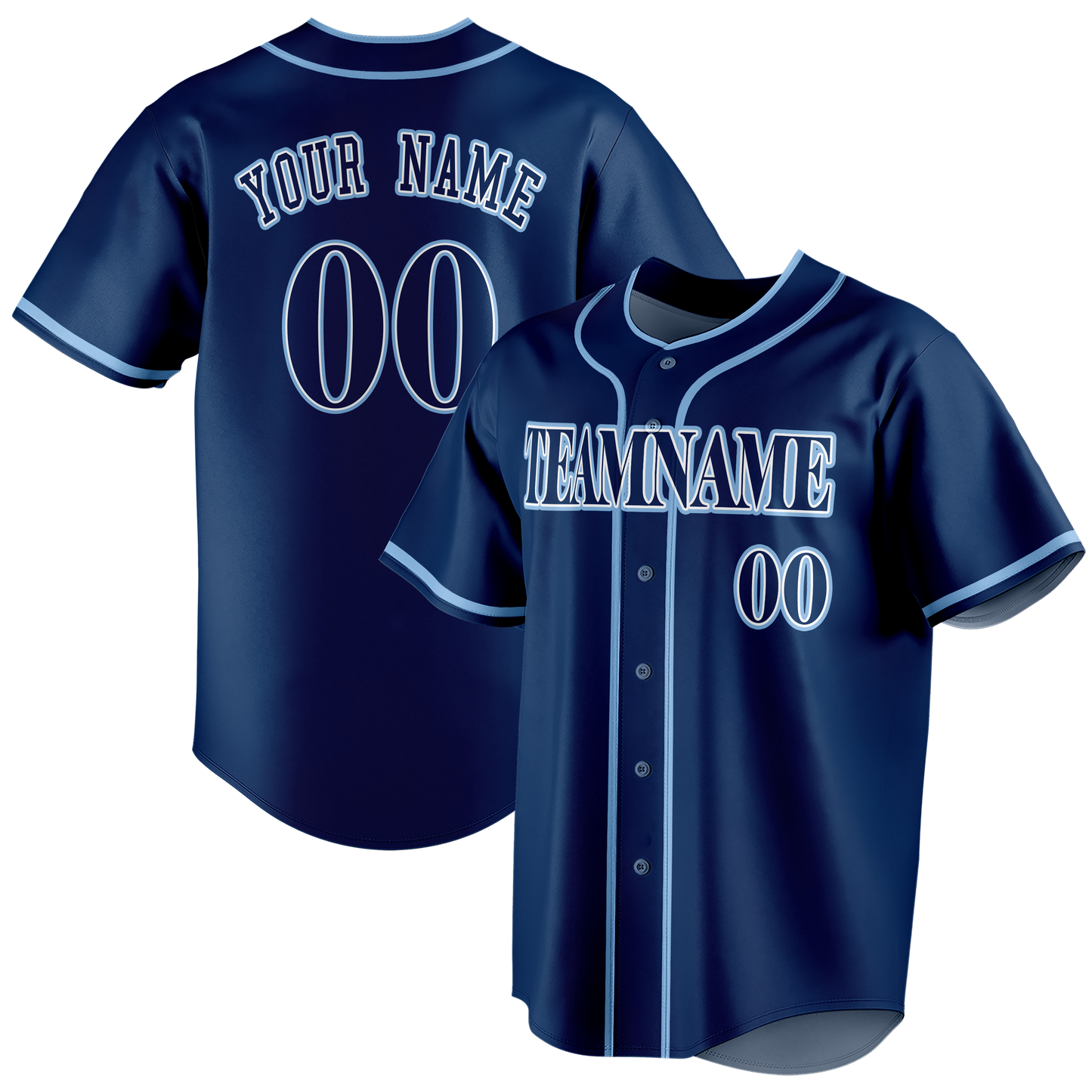 Custom Navy Blue & Light Blue Colors Design Sports Baseball Jersey