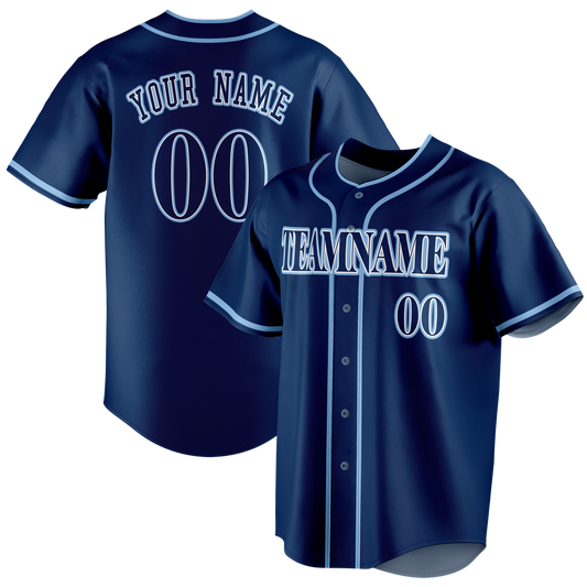 Custom Navy Blue & Light Blue Colors Design Sports Baseball Jersey