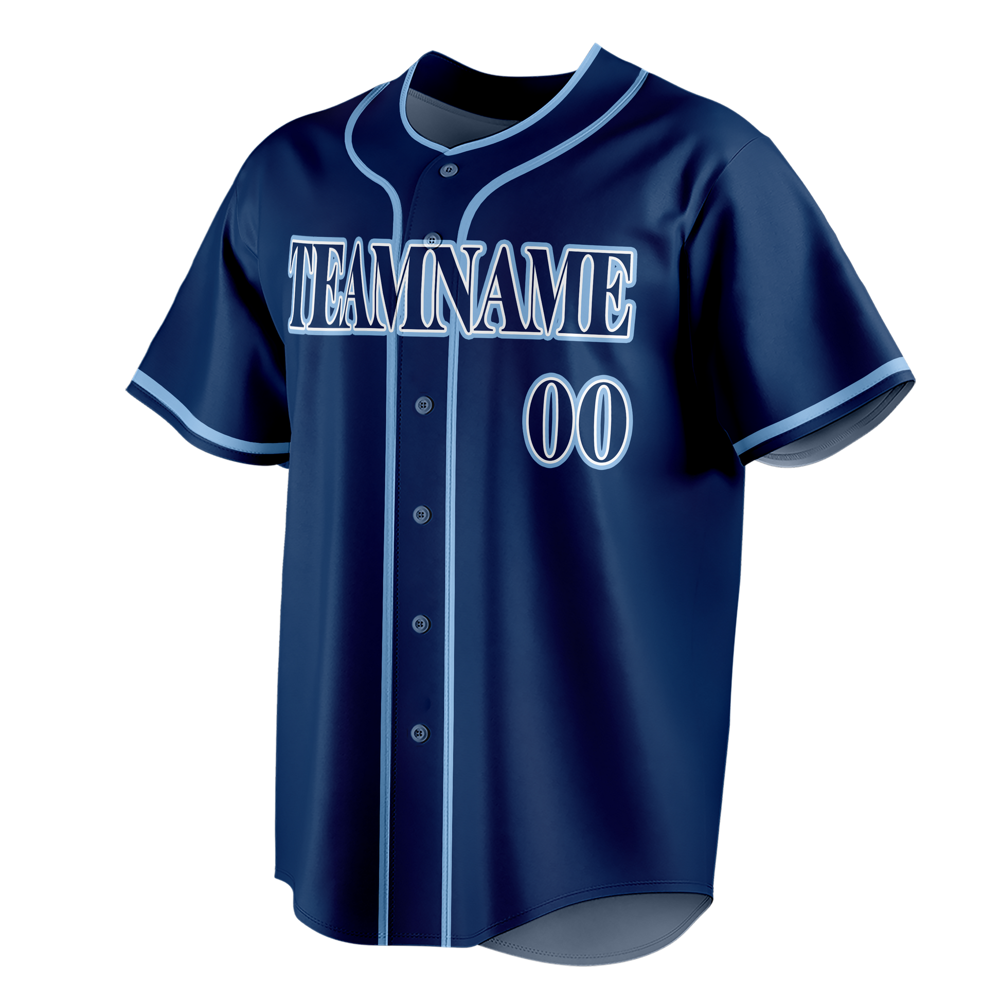 Custom Navy Blue & Light Blue Colors Design Sports Baseball Jersey