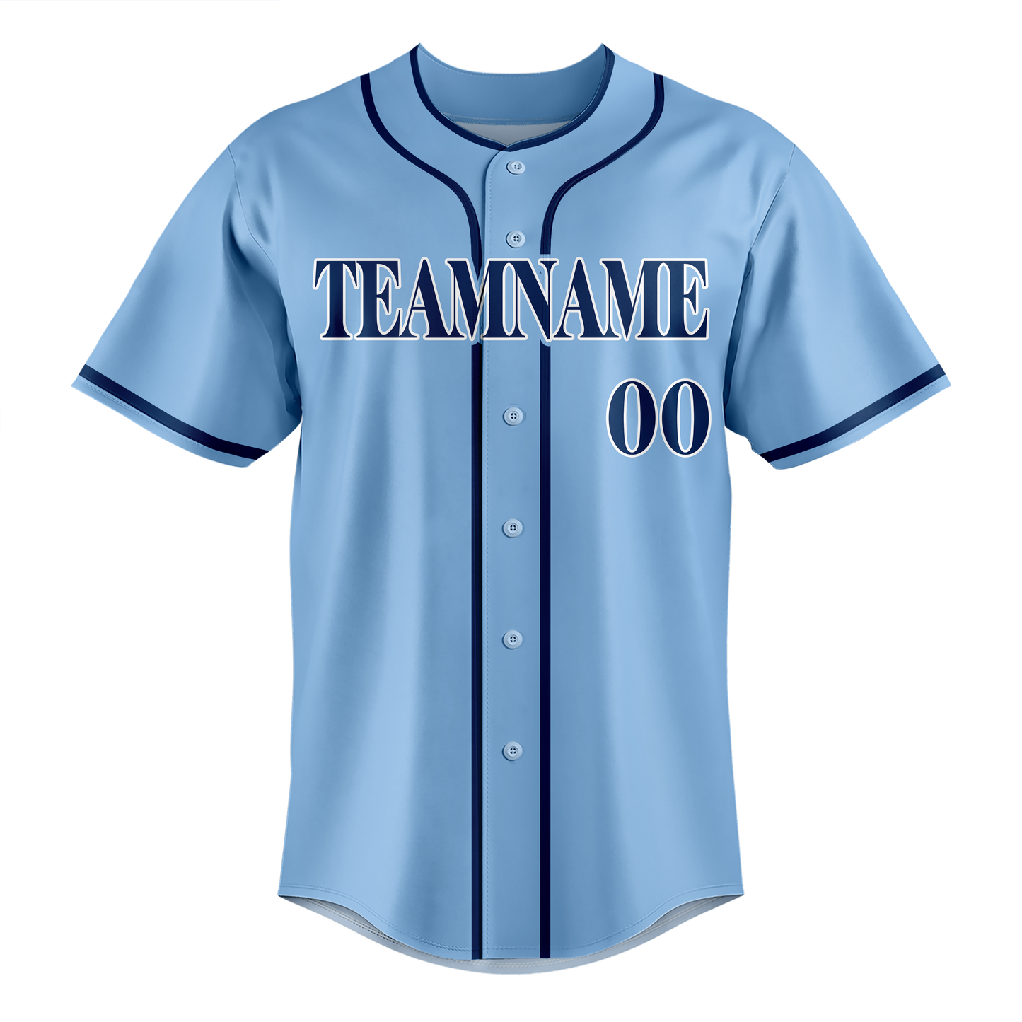 Custom Light Blue & Navy Blue Colors Design Sports Baseball Jersey