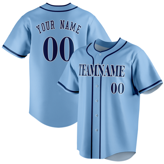 Custom Light Blue & Navy Blue Colors Design Sports Baseball Jersey