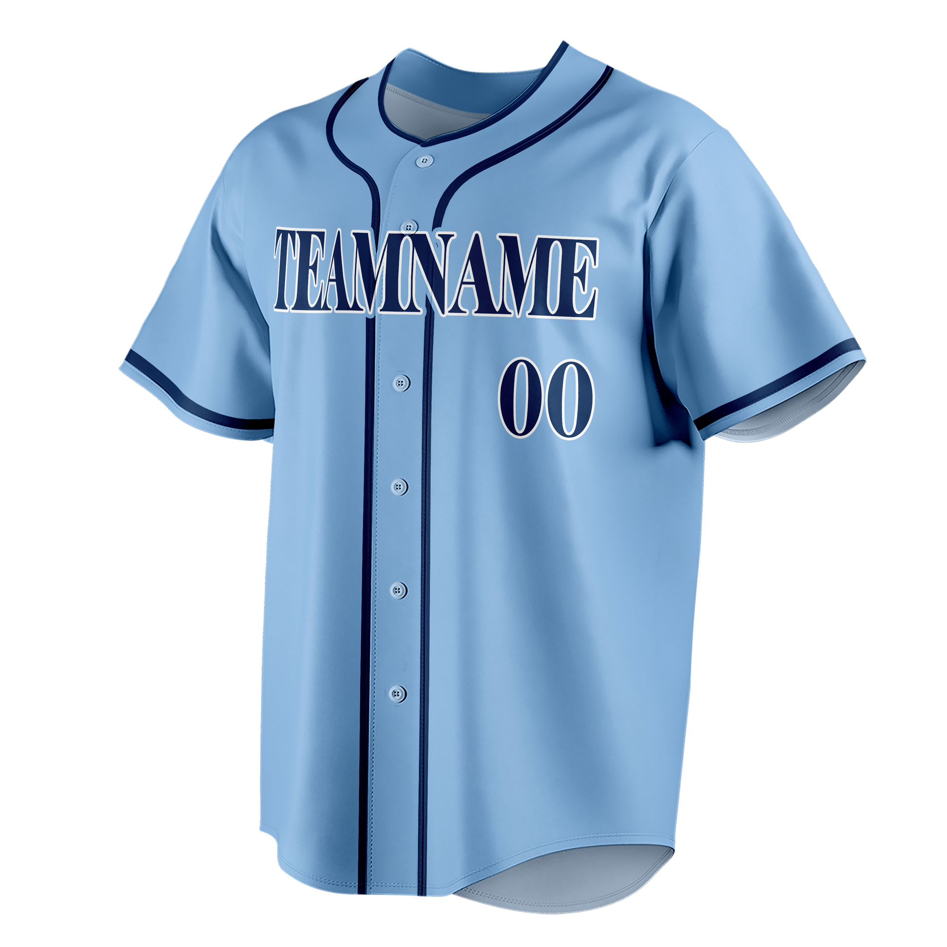 Custom Light Blue & Navy Blue Colors Design Sports Baseball Jersey