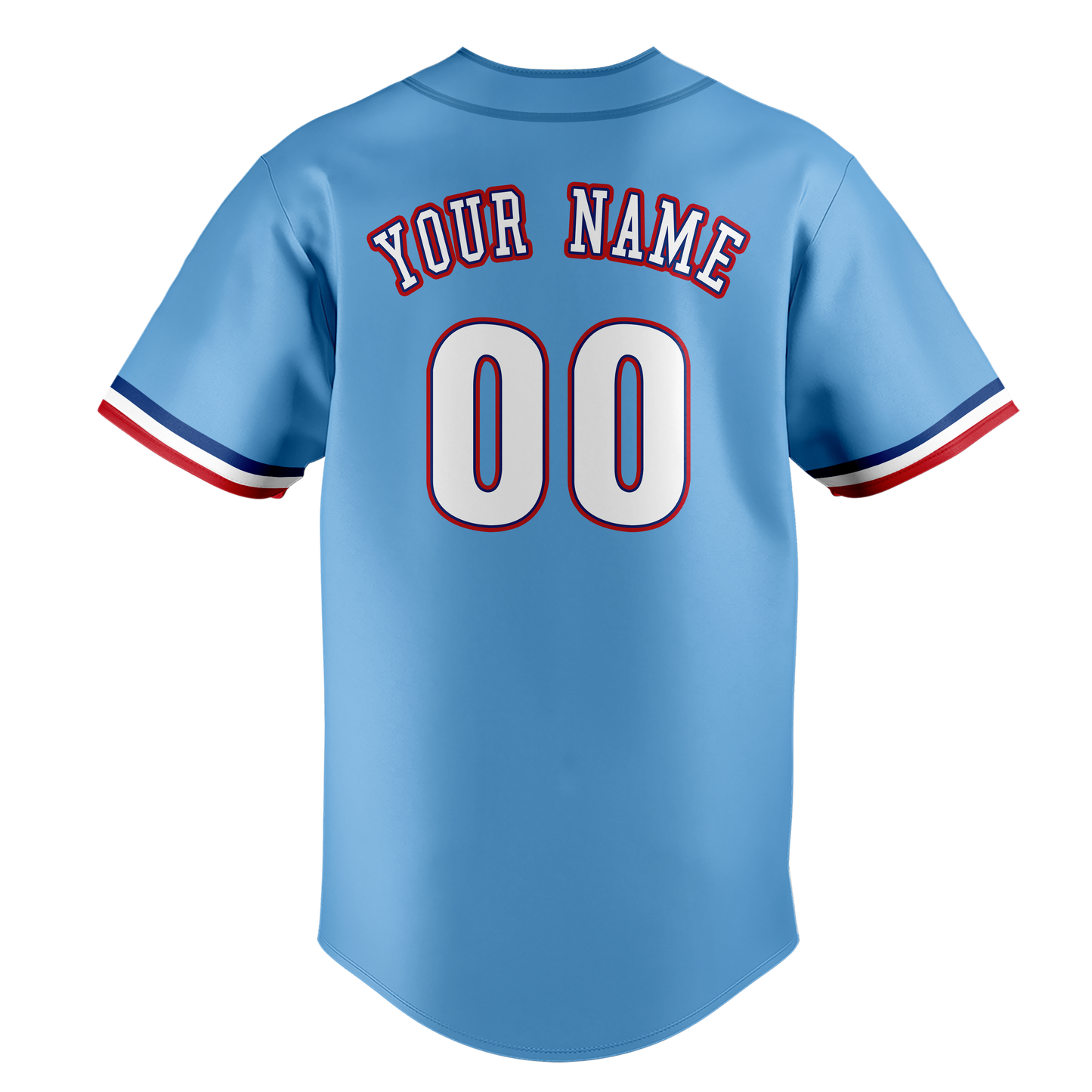 Custom Light Blue & Red Colors Design Sports Baseball Jersey