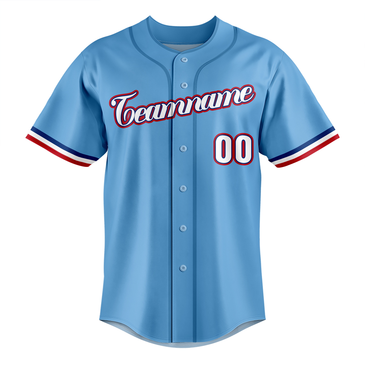 Custom Light Blue & Red Colors Design Sports Baseball Jersey