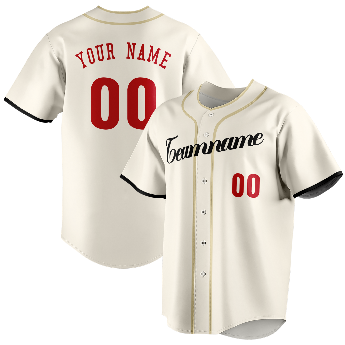 Custom Cream & Red Colors Design Sports Baseball Jersey