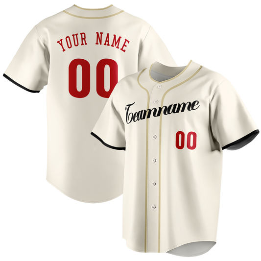 Custom Cream & Red Colors Design Sports Baseball Jersey