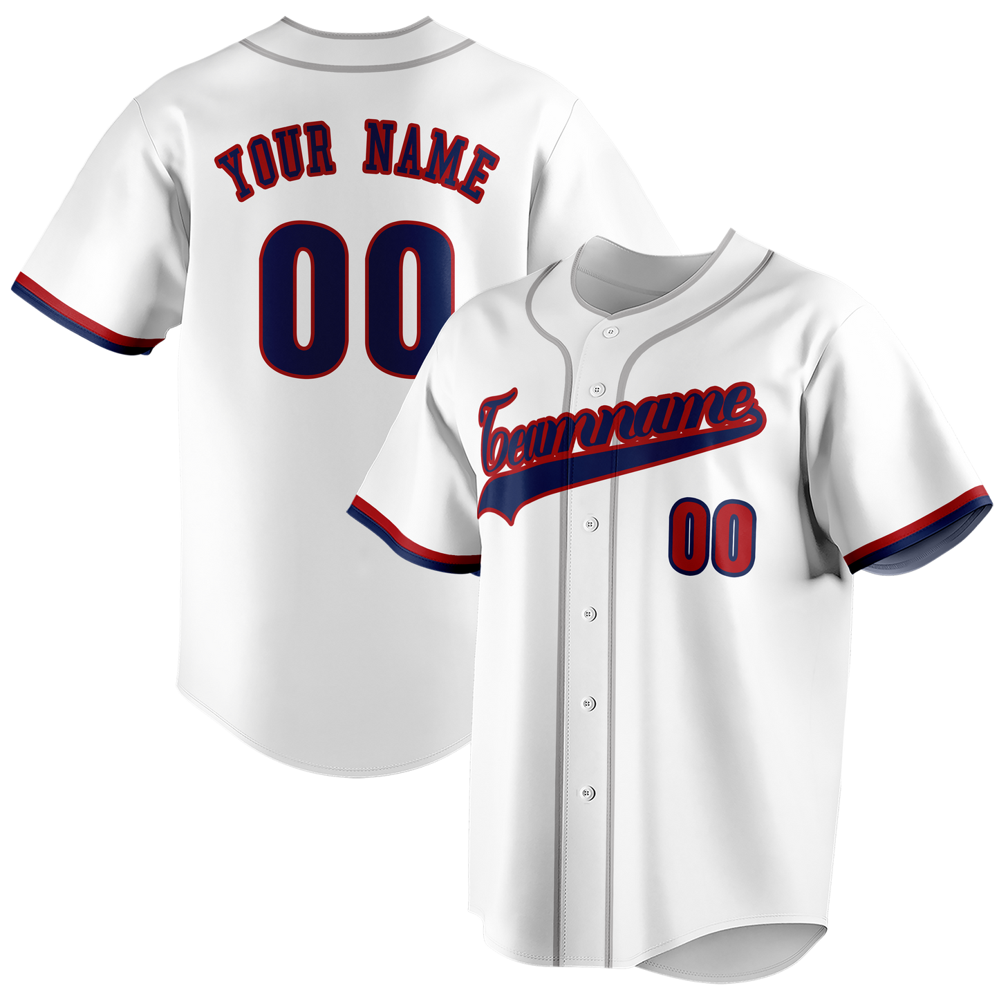 Custom White & Navy Blue Colors Design Sports Baseball Jersey