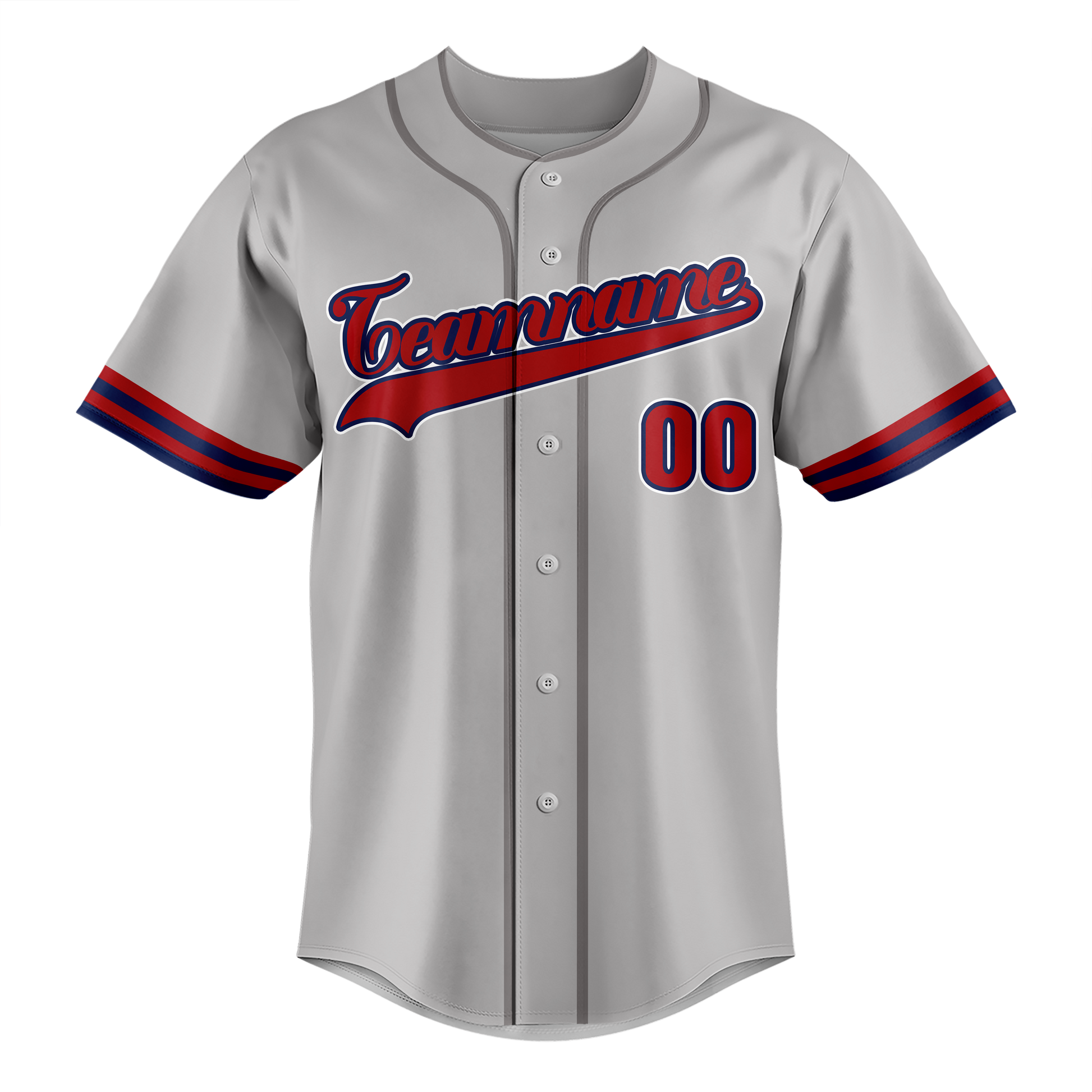 Custom Gray & Navy Blue Colors Design Sports Baseball Jersey