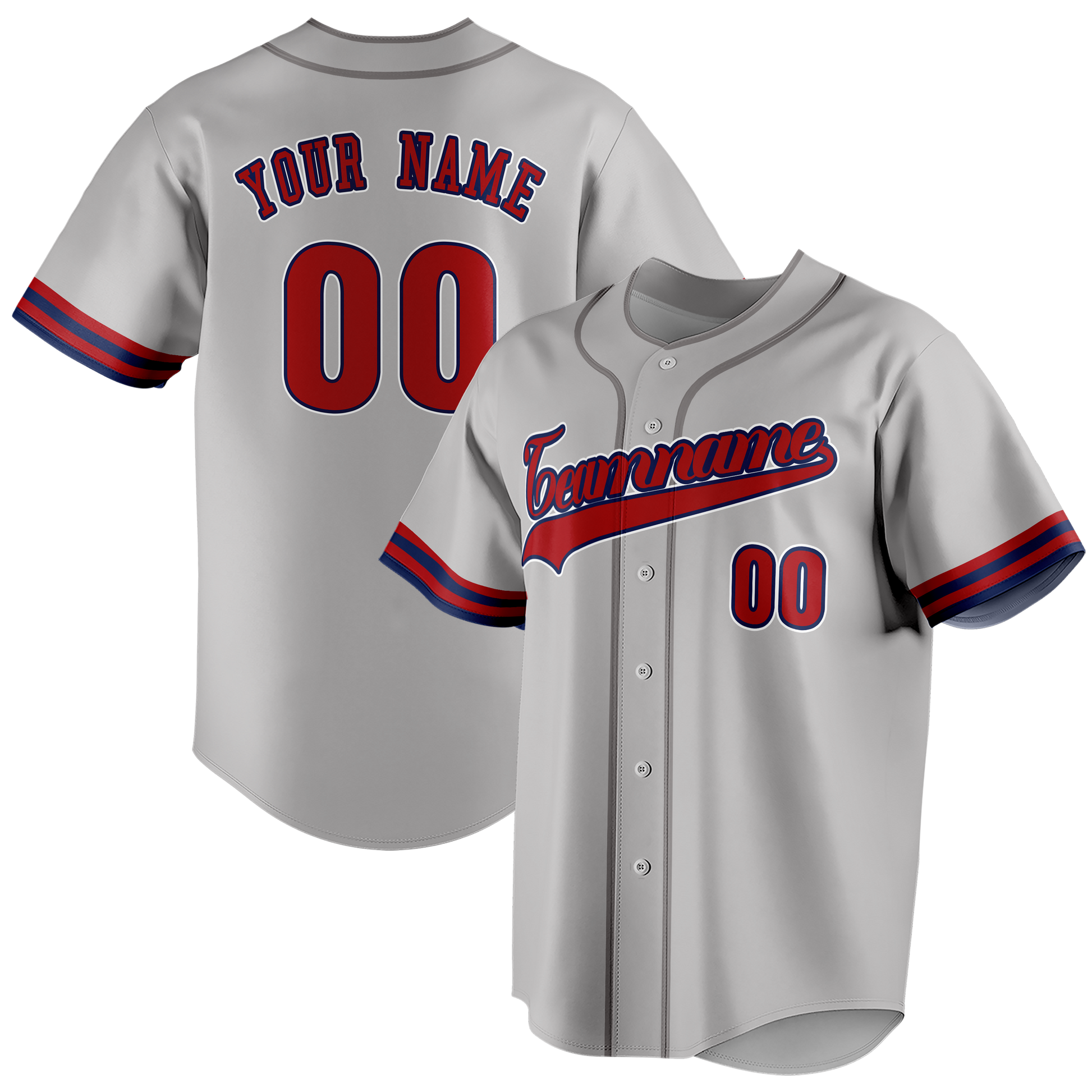 Custom Gray & Navy Blue Colors Design Sports Baseball Jersey