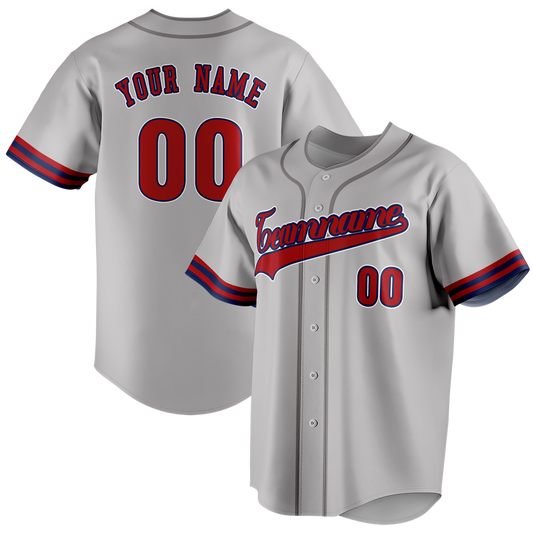 Custom Gray & Navy Blue Colors Design Sports Baseball Jersey