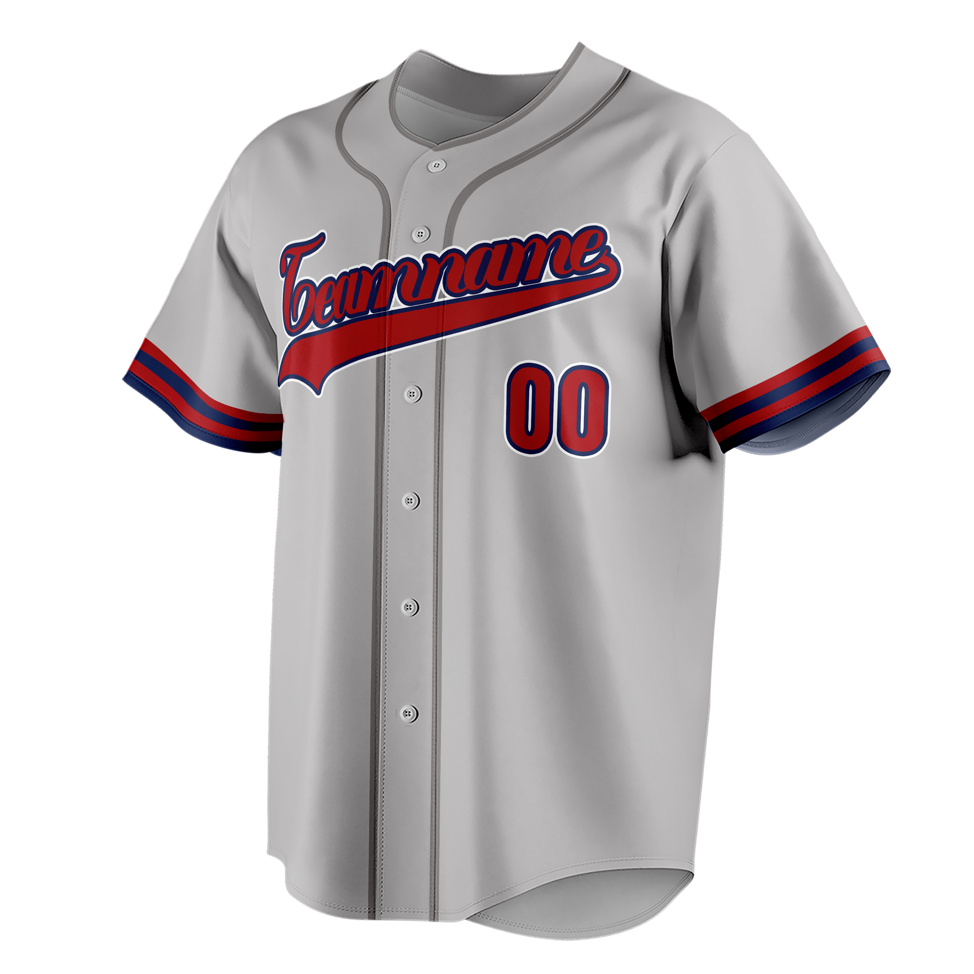 Custom Gray & Navy Blue Colors Design Sports Baseball Jersey