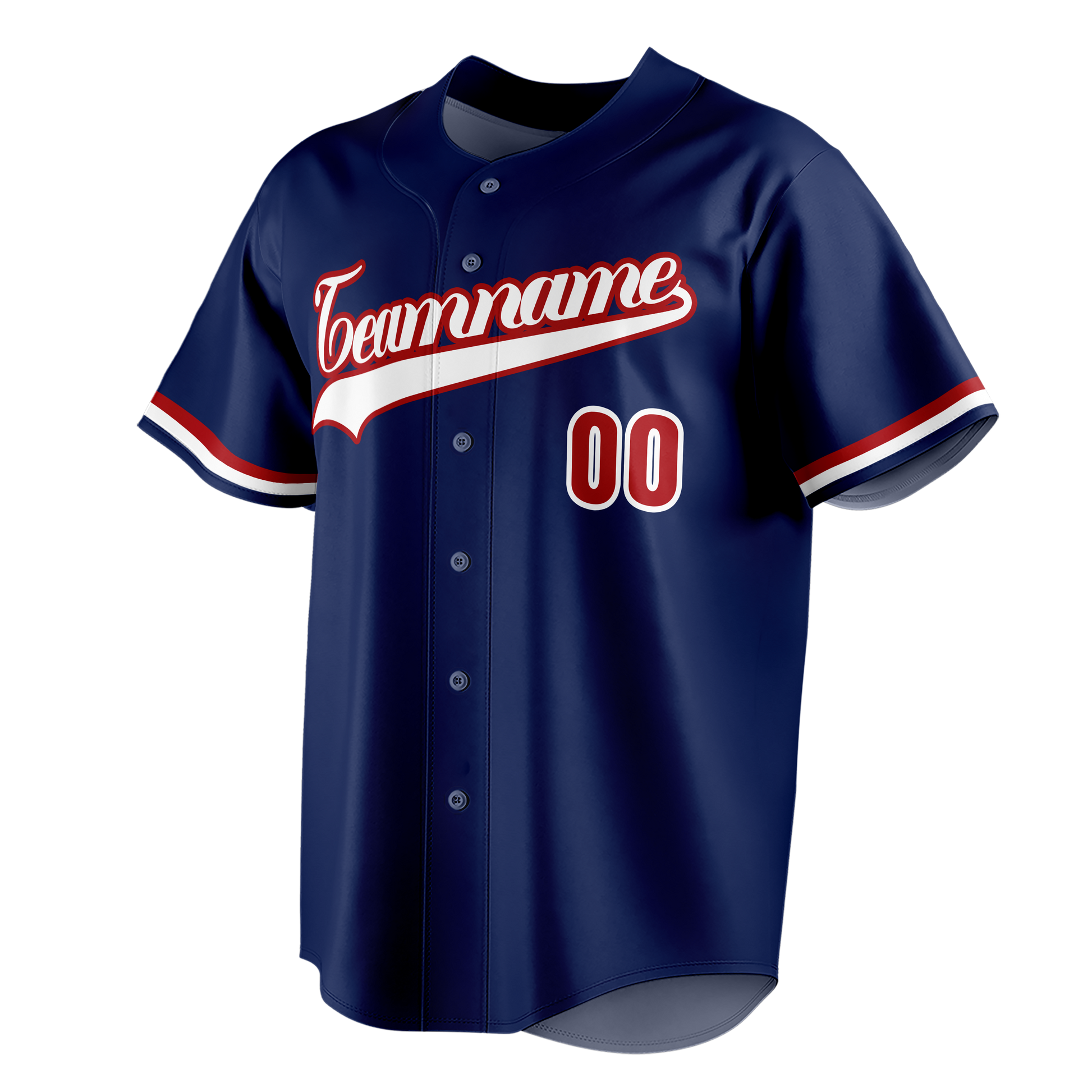 Custom Navy Blue & Red Colors Design Sports Baseball Jersey