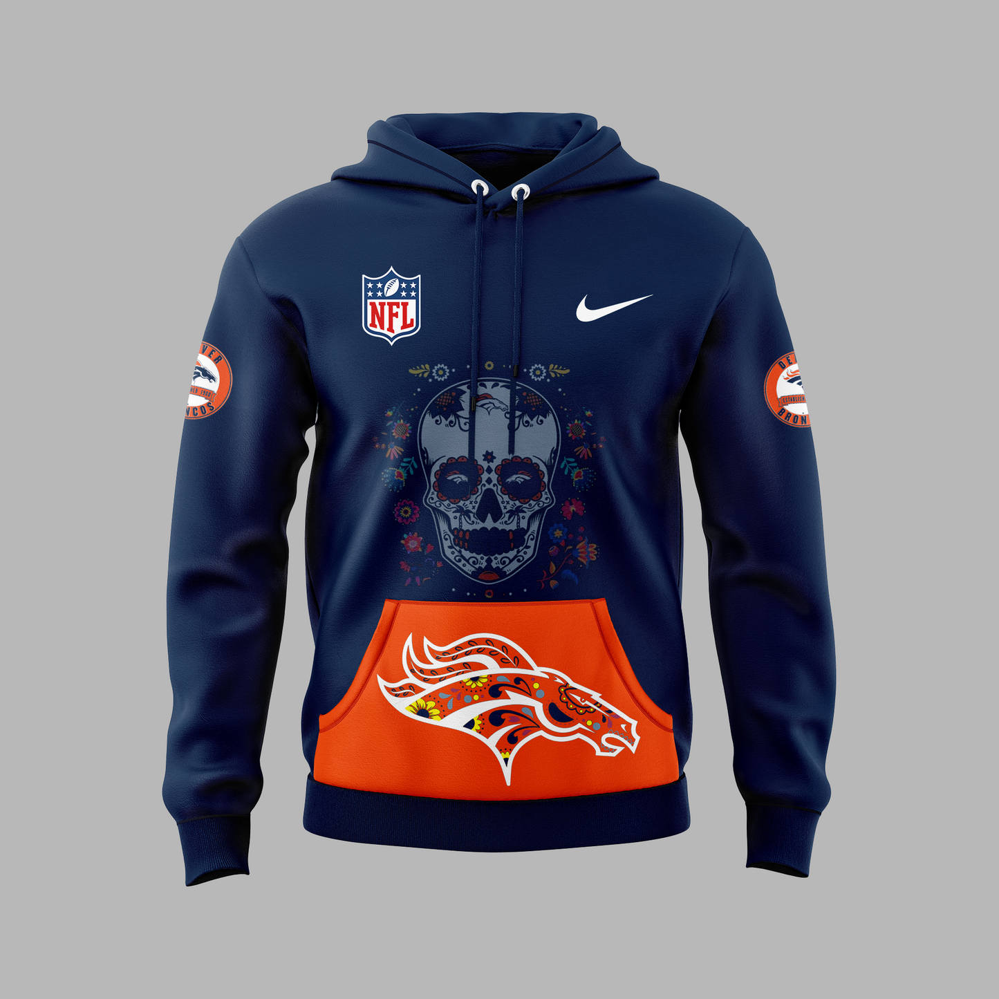 Denver Broncos Hoodie 2024 Season - Denver Broncos 2024 Dia De Los Muertos Premium Limited Hoodie - Denver Broncos Hoodie For Mexican