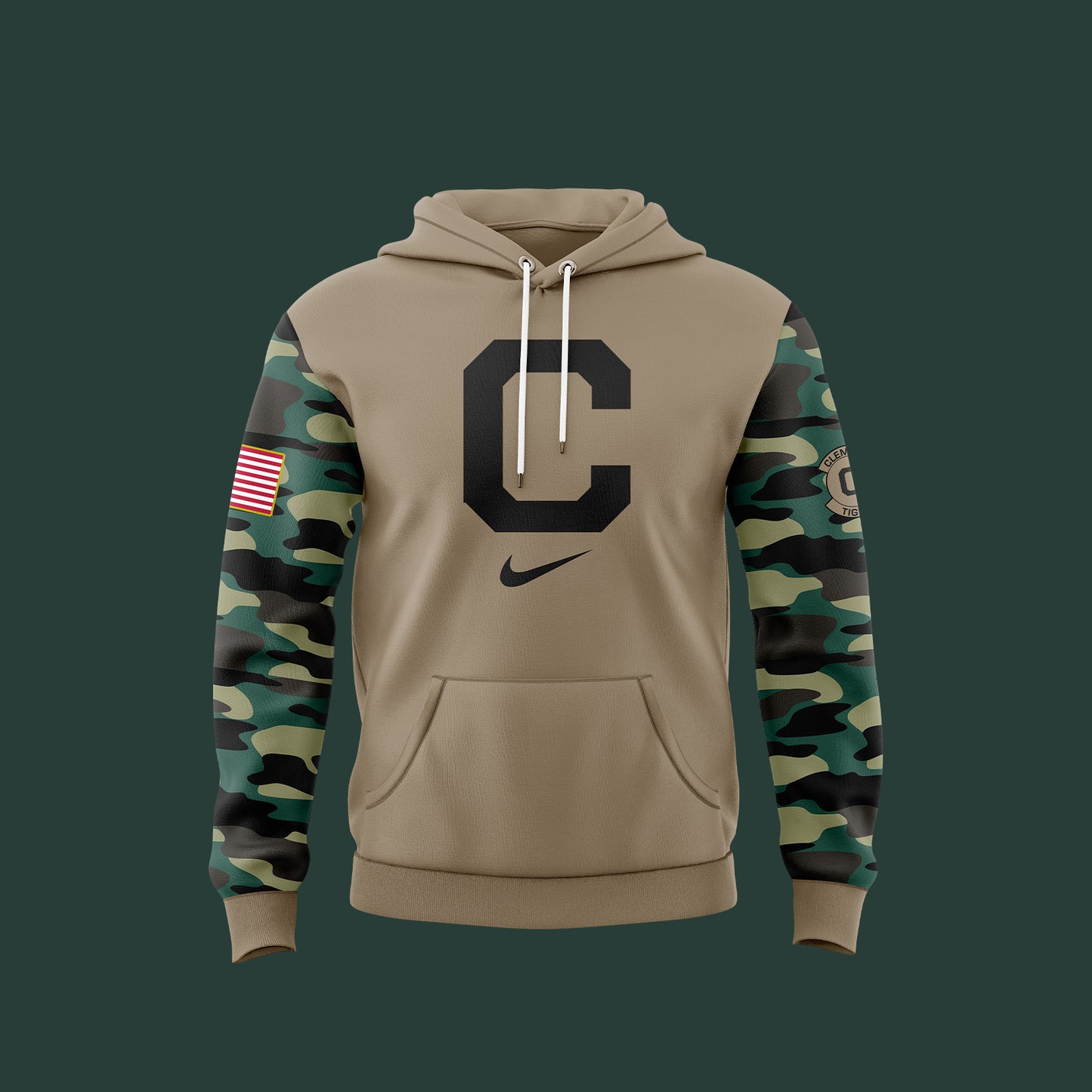 Premium Clemson Tigers Gear - Clemson Football Clemson Tigers Camo 2024 Salute to Service Club Fleece Pullover Hoodie CT02