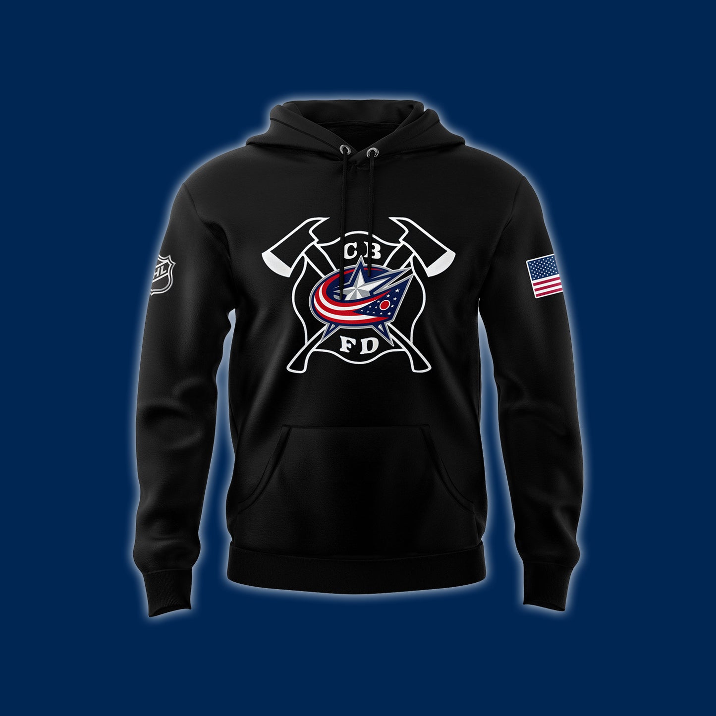 Premium Merch For Loyalists - Columbus Blue Jackets x 2024 Firefighter Appreciation Night Premium Limited Hoodie