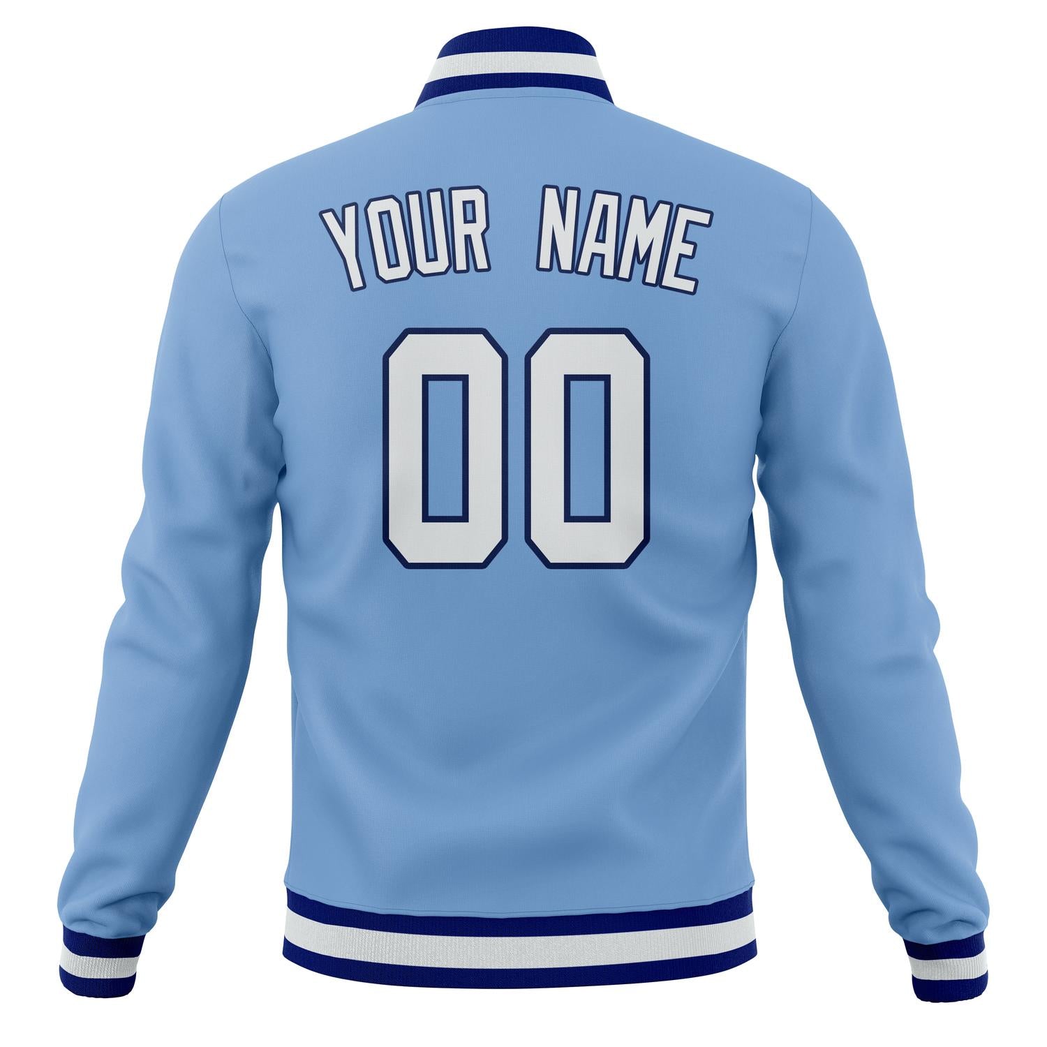 Custom Light-Blue & White Solid Color Varsity Jacket