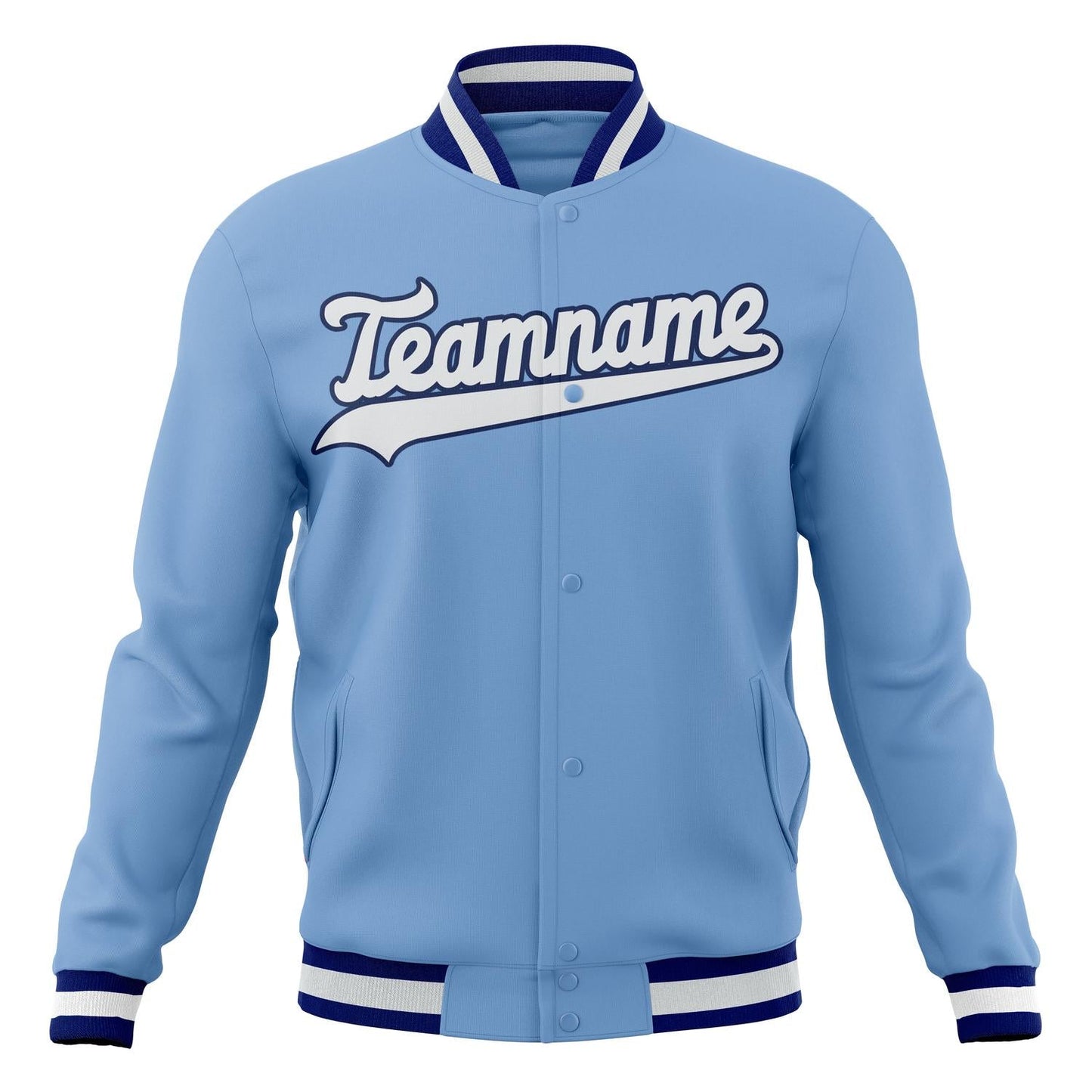 Custom Light-Blue & White Solid Color Varsity Jacket