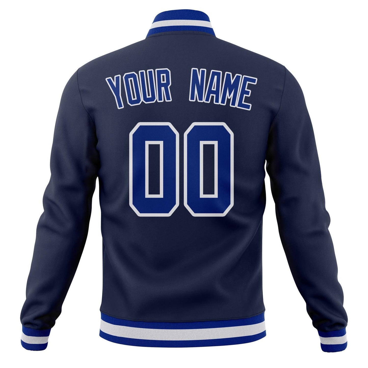 Custom Navy & Royal Solid Color Varsity Jacket