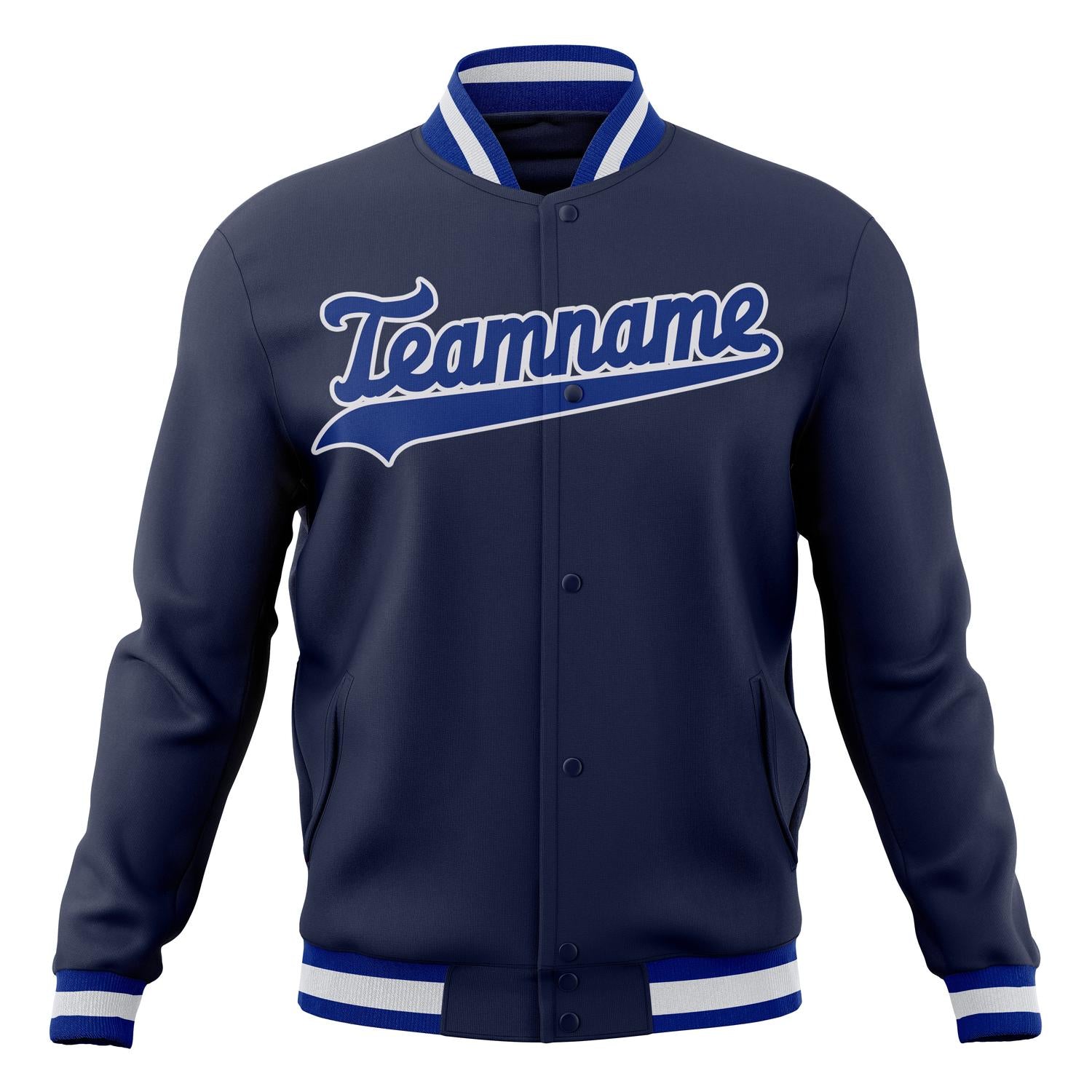 Custom Navy & Royal Solid Color Varsity Jacket