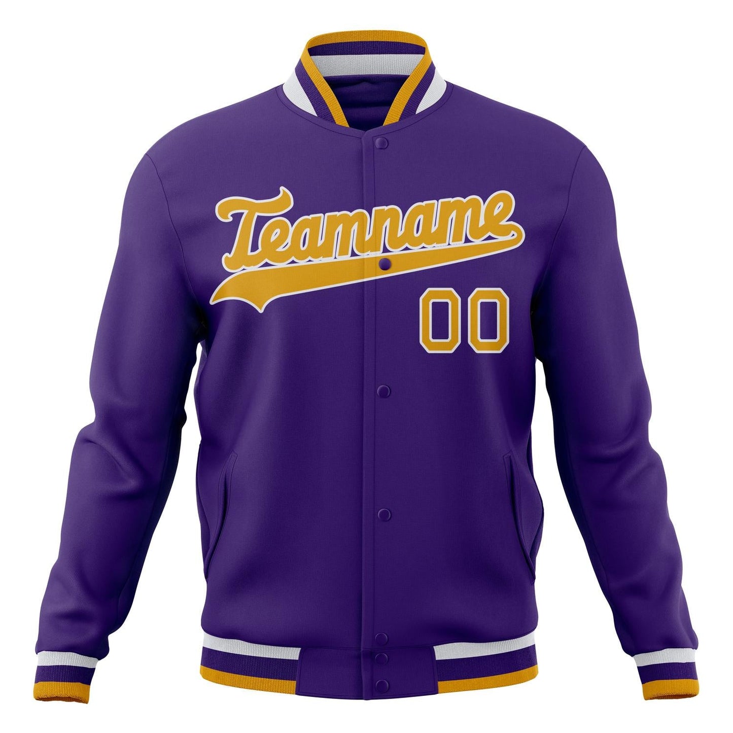 Custom Purple & Gold Solid Color Varsity Jacket