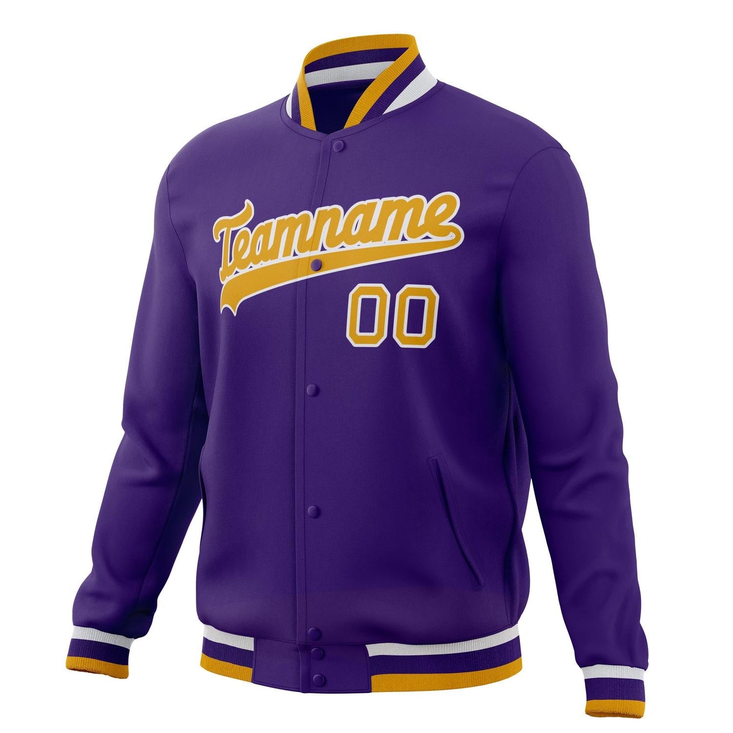 Custom Purple & Gold Solid Color Varsity Jacket