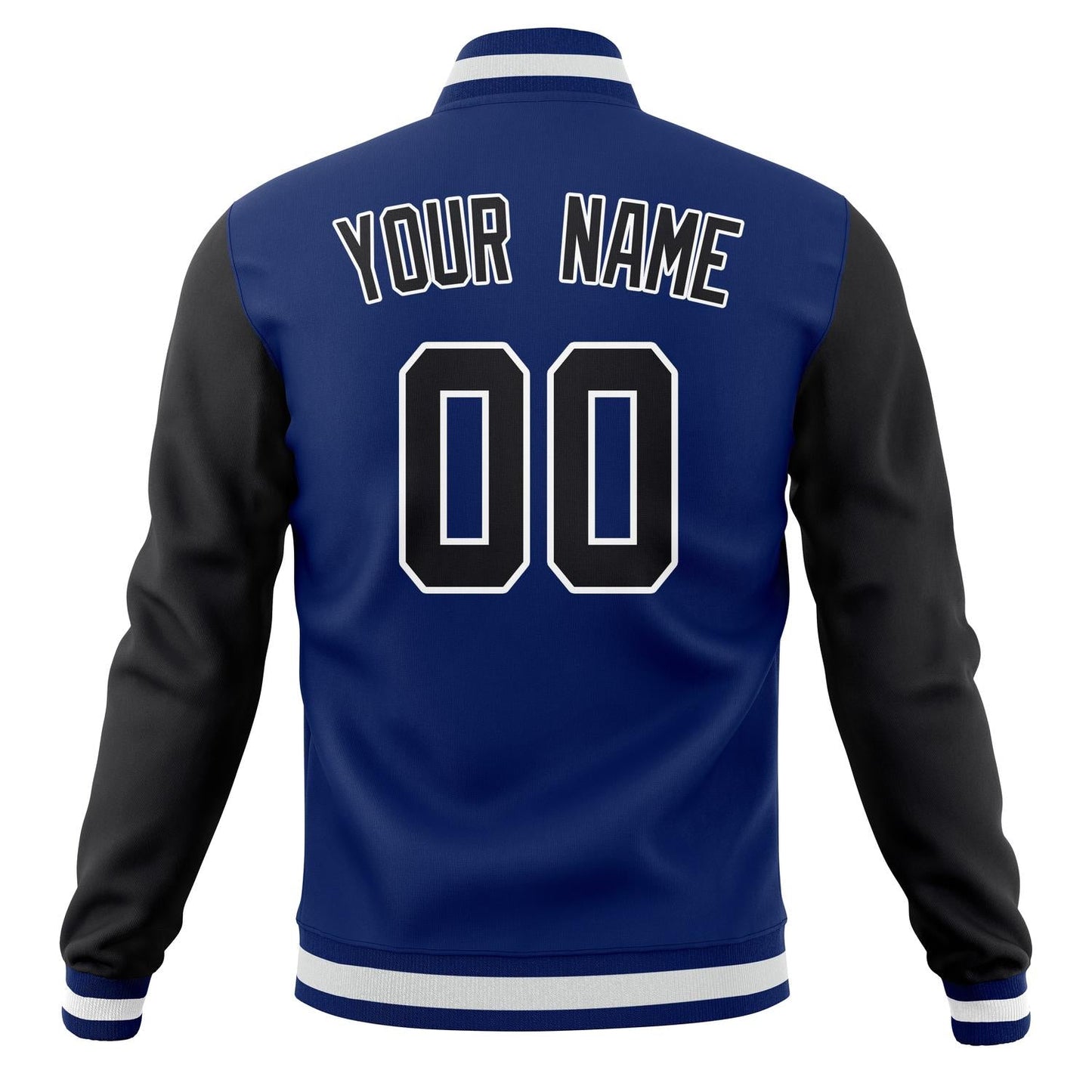 Custom Royal & Black Solid Color Varsity Jacket