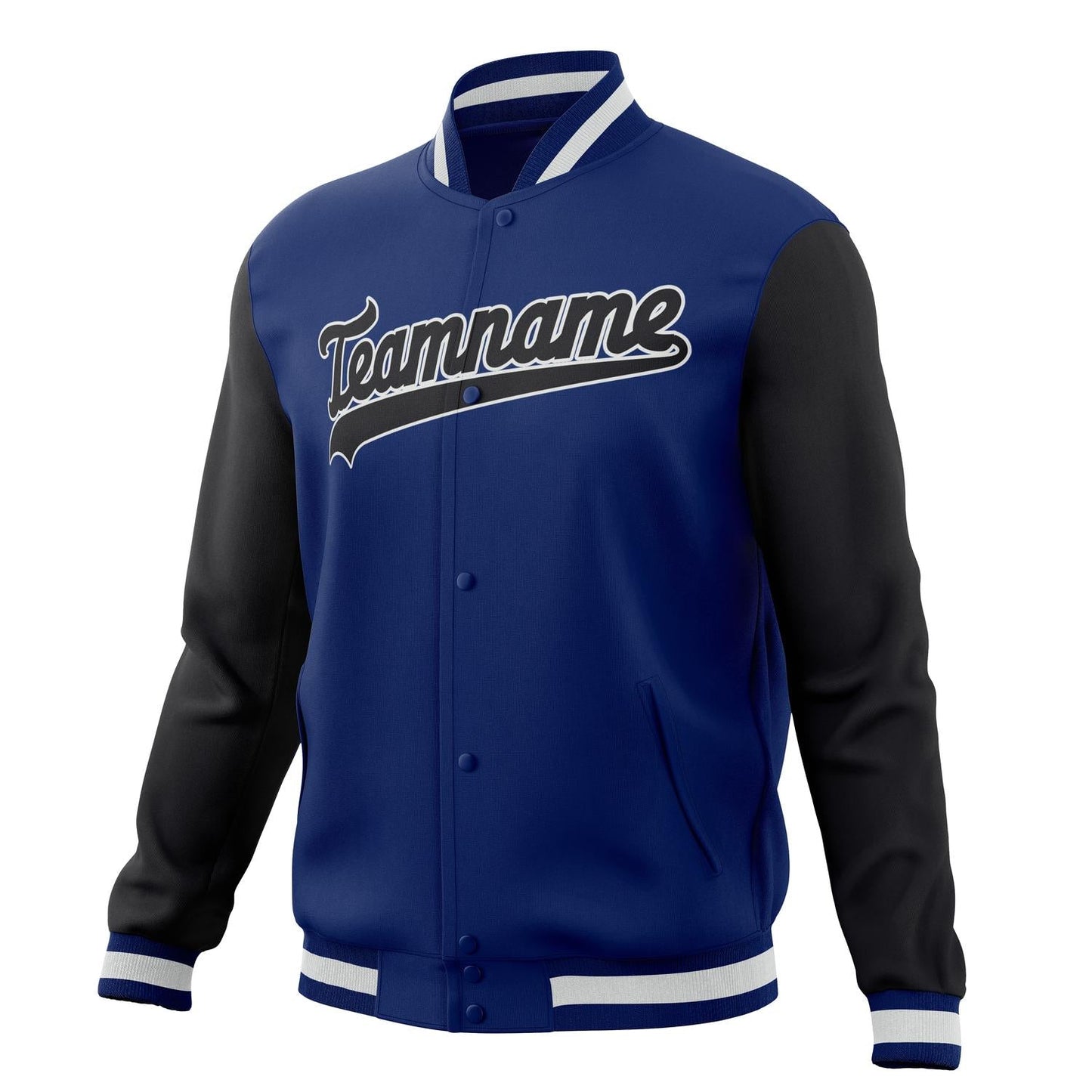 Custom Royal & Black Solid Color Varsity Jacket