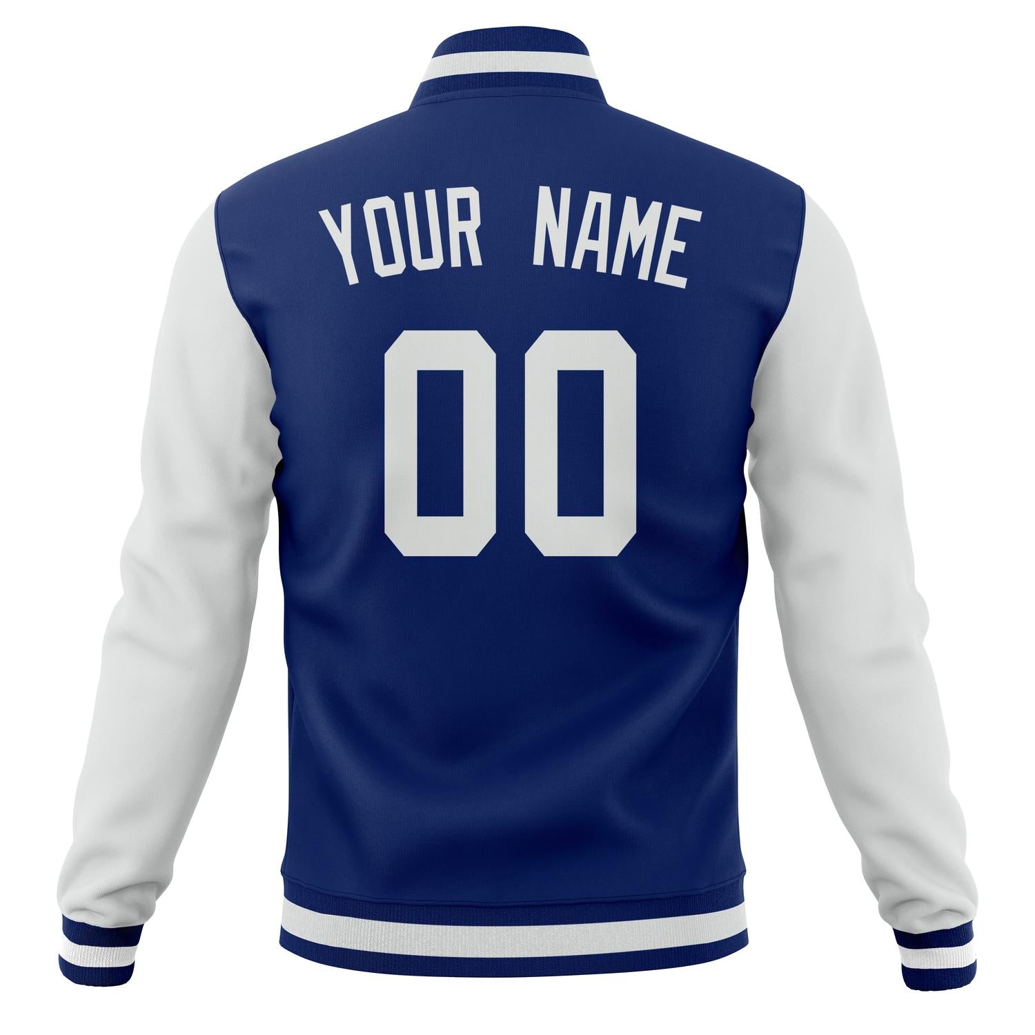 Custom Royal & White Solid Color Varsity Jacket