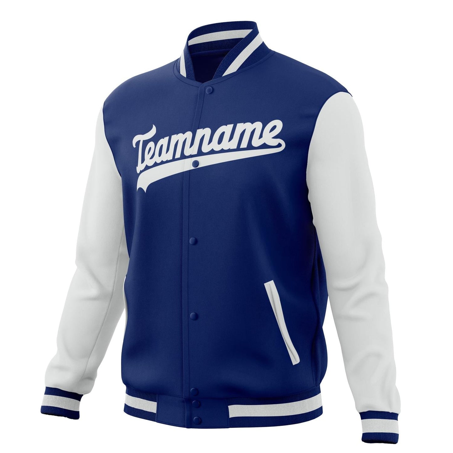 Custom Royal & White Solid Color Varsity Jacket