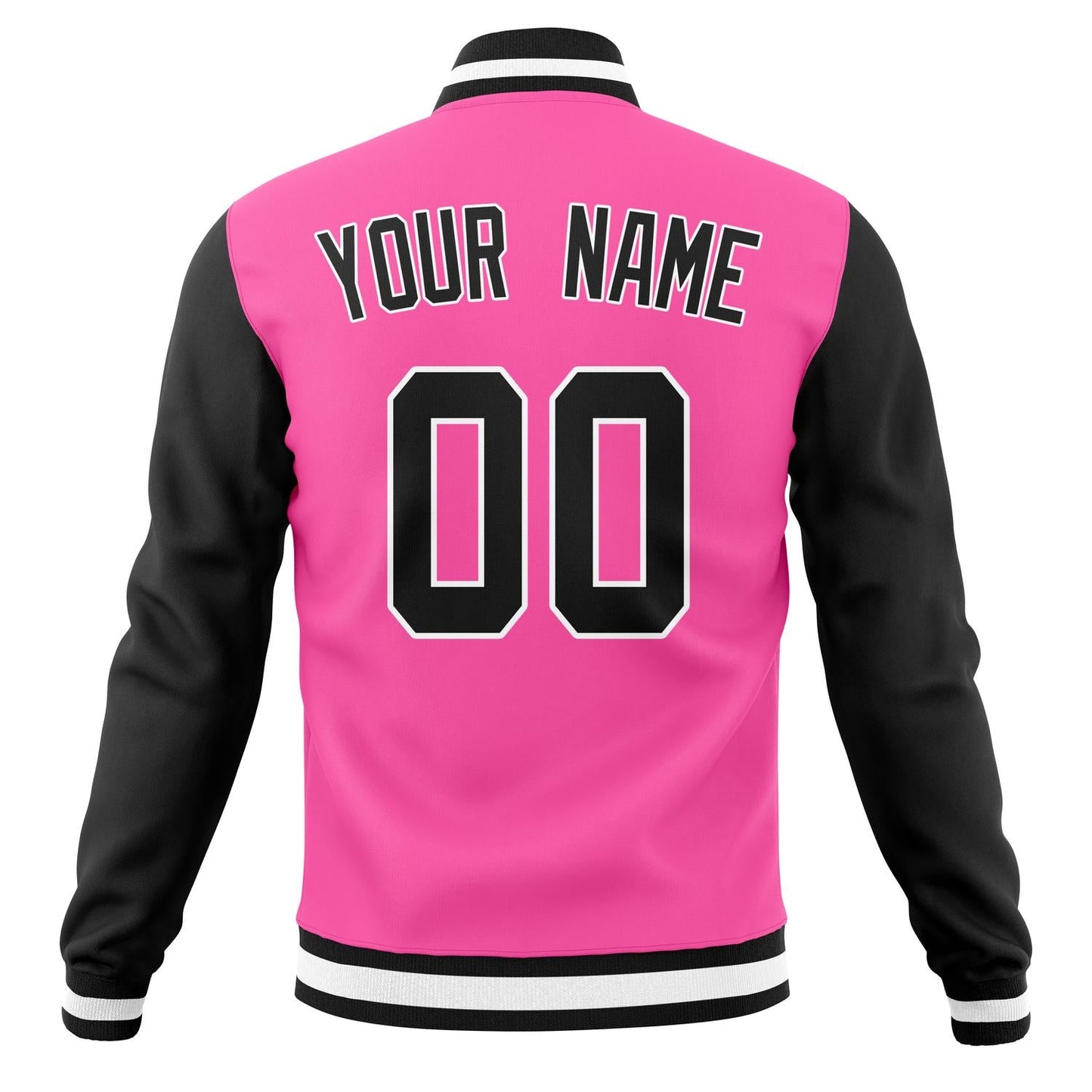 Custom Pink & Black Solid Color Varsity Jacket