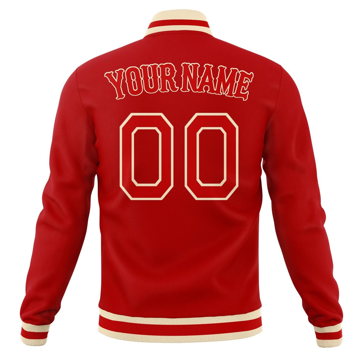 Custom Red & Cream Solid Color Varsity Jacket