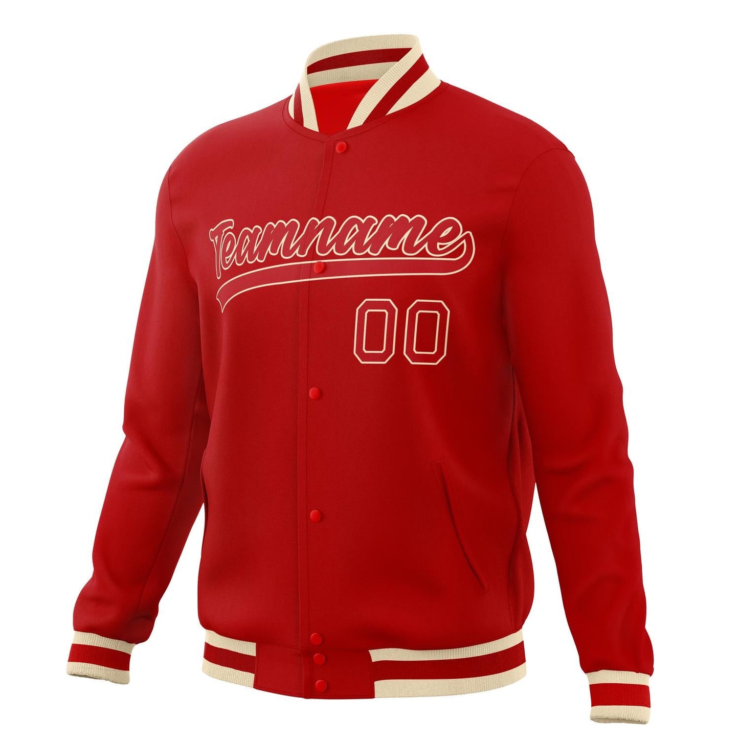 Custom Red & Cream Solid Color Varsity Jacket