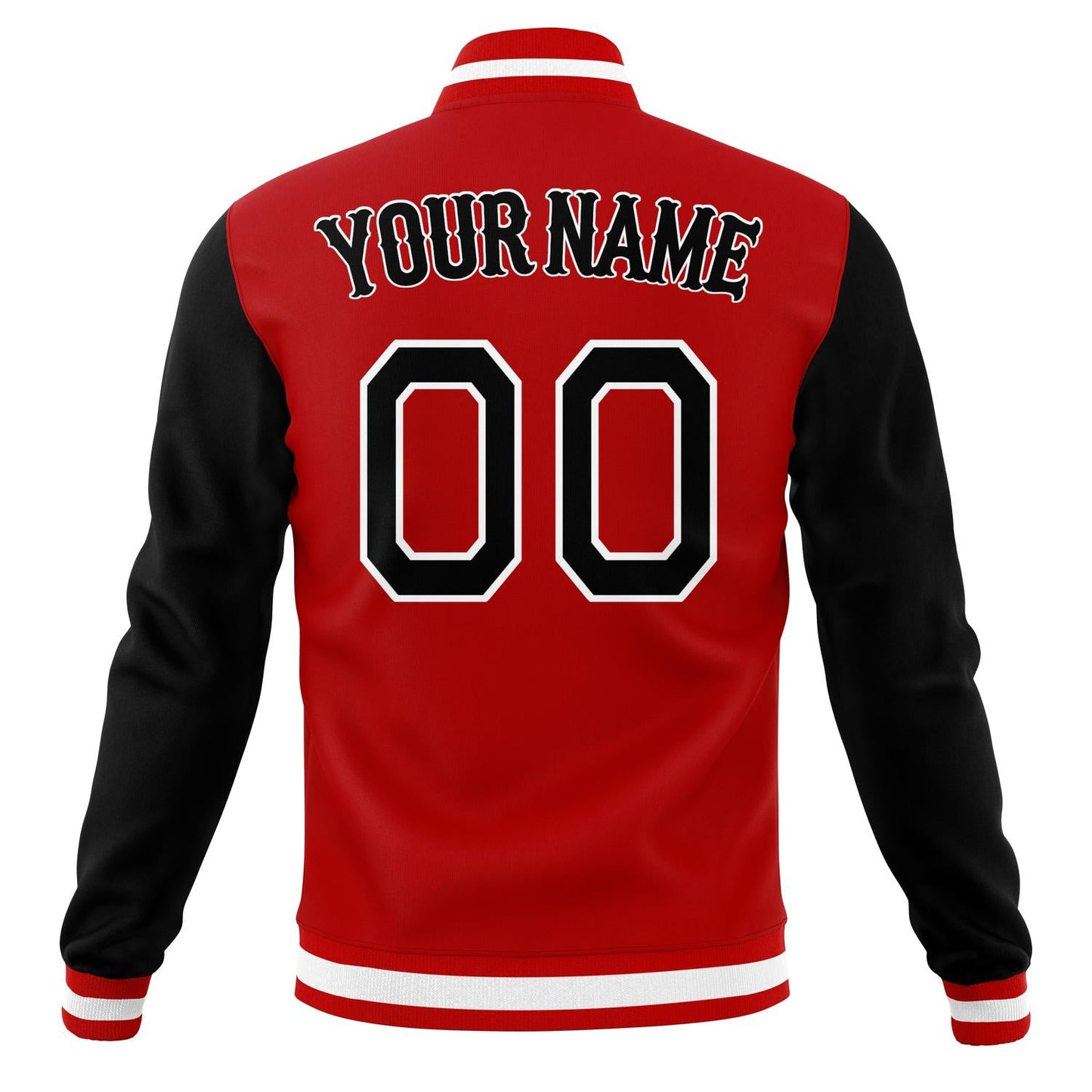 Custom Red & Black Solid Color Varsity Jacket