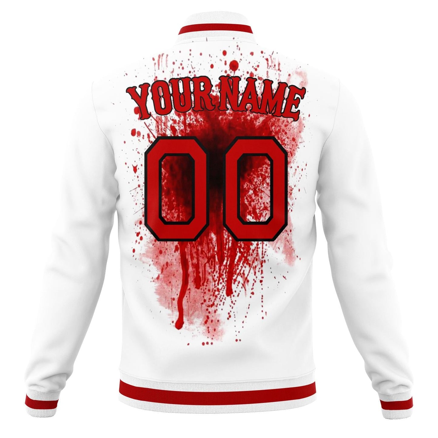 Custom White & Red 3D Pattern Design Varsity Jacket