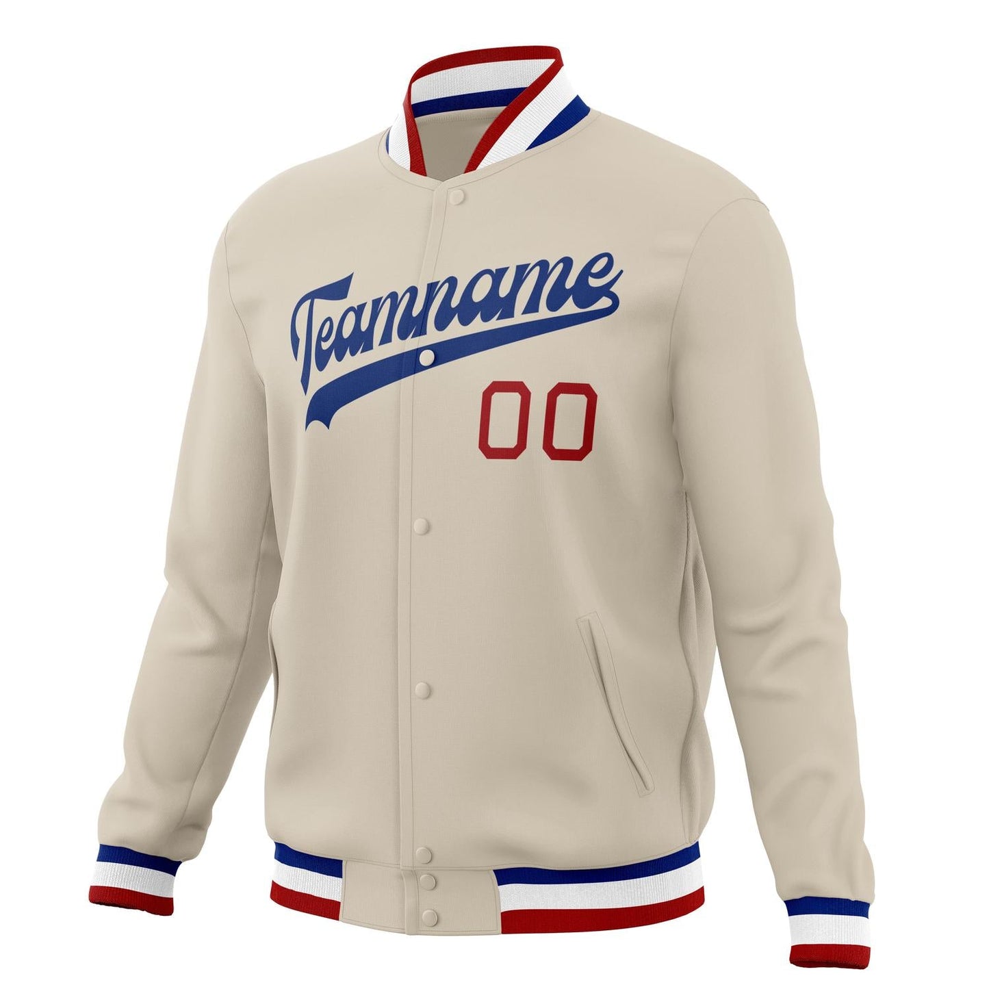 Custom Cream & Royal Solid Color Varsity Jacket