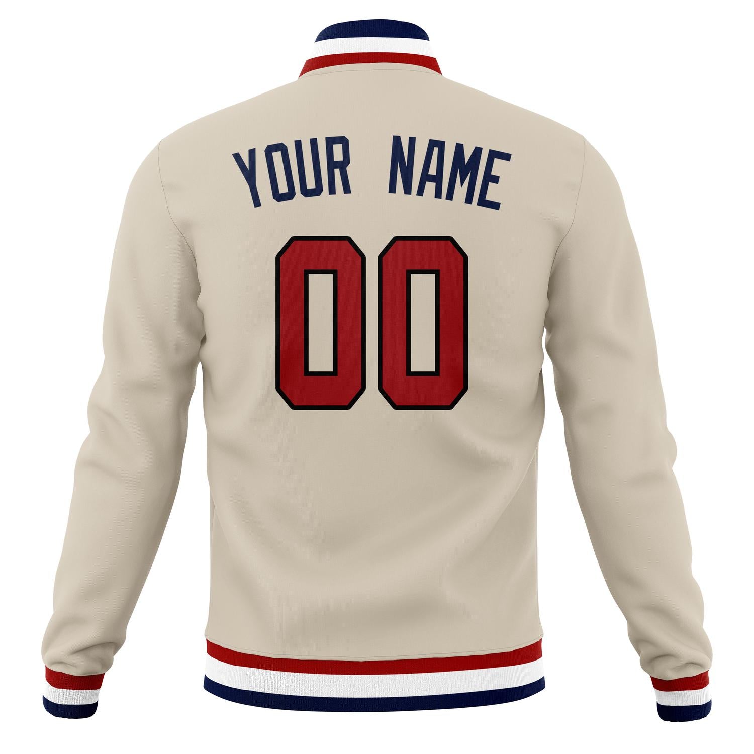 Custom Cream & Red Solid Color Varsity Jacket