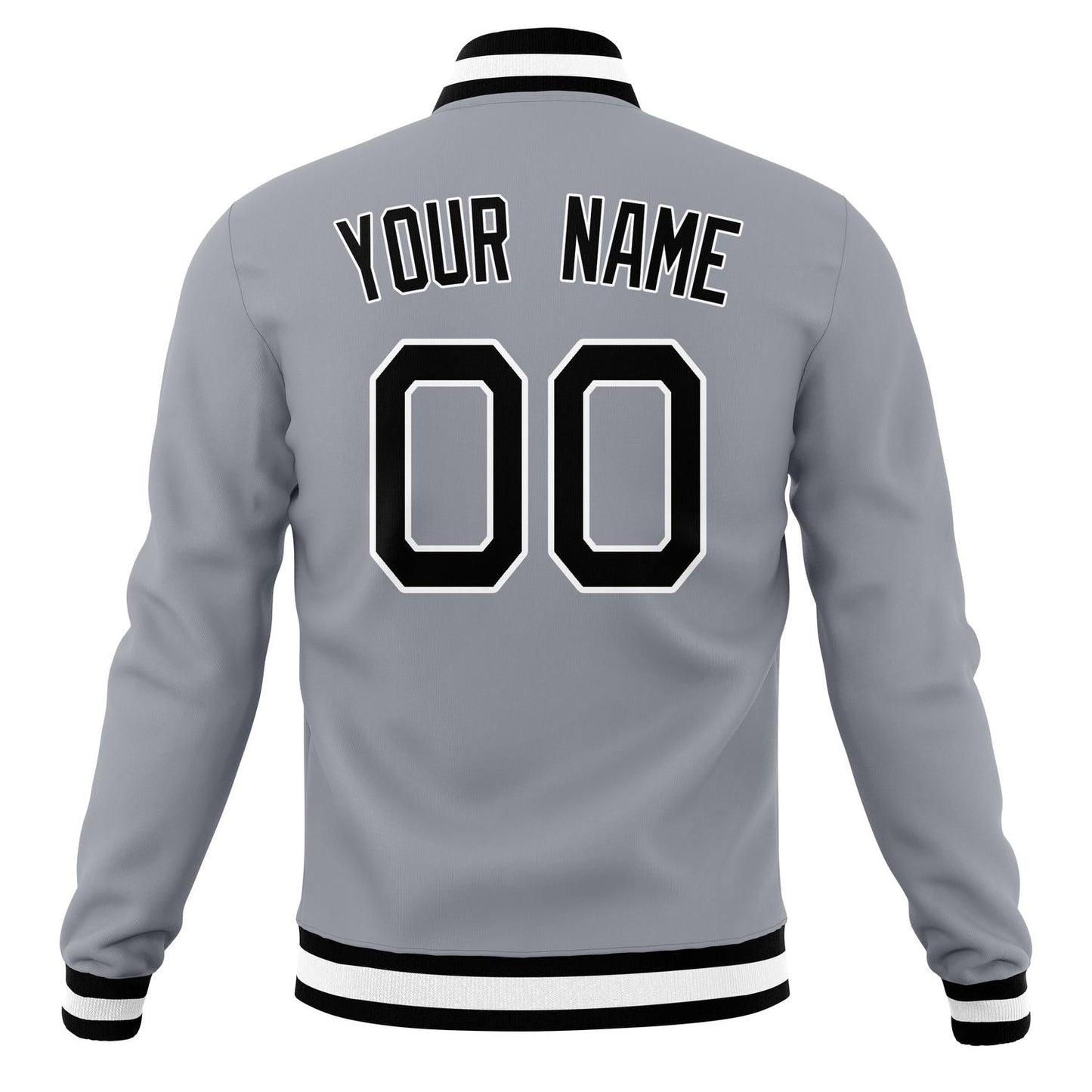 Custom Gray & Black Solid Color Varsity Jacket