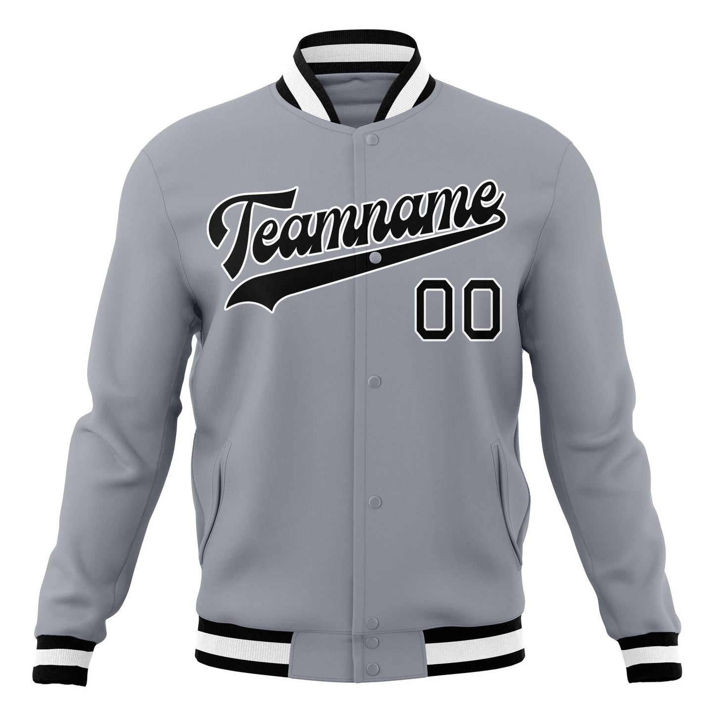 Custom Gray & Black Solid Color Varsity Jacket