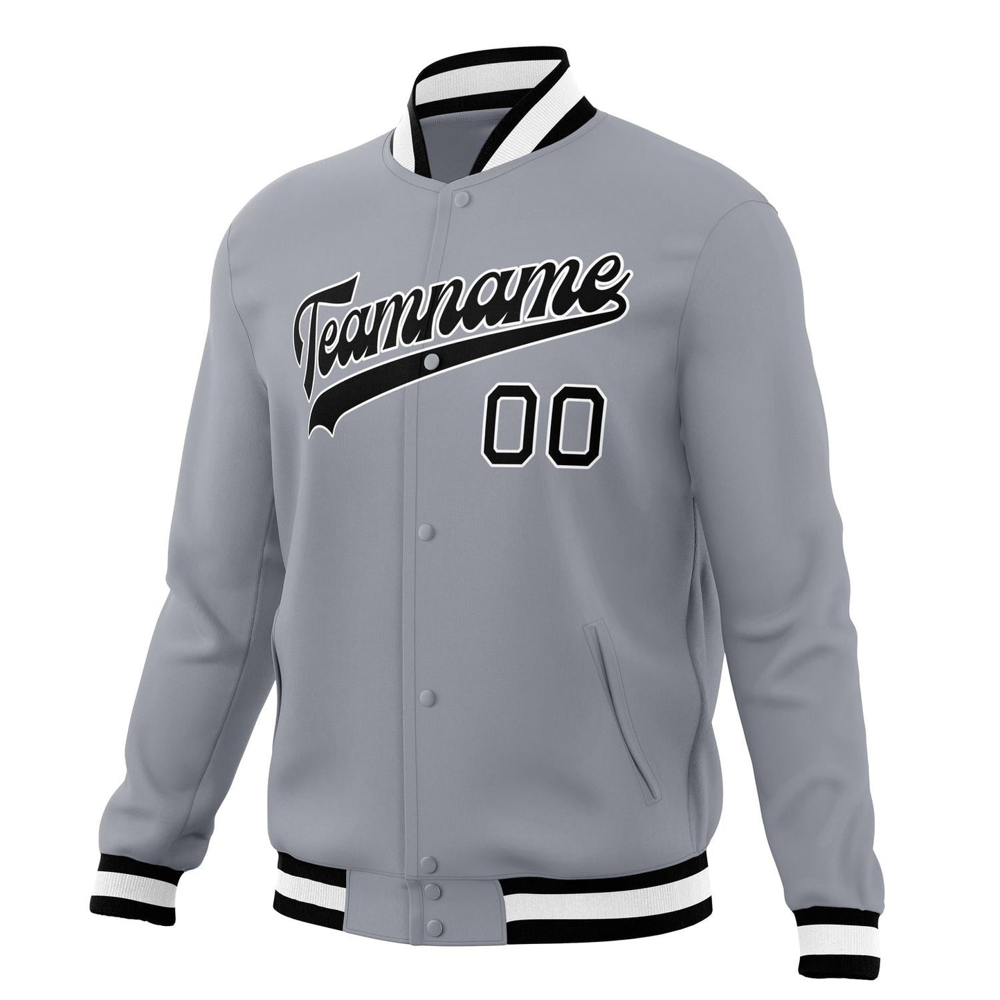 Custom Gray & Black Solid Color Varsity Jacket