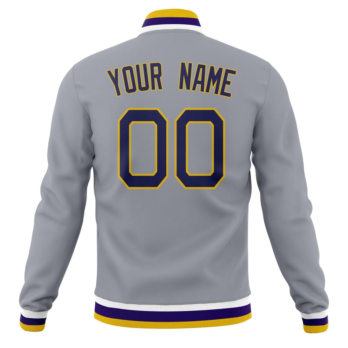 Custom Gray & Purple Solid Color Varsity Jacket