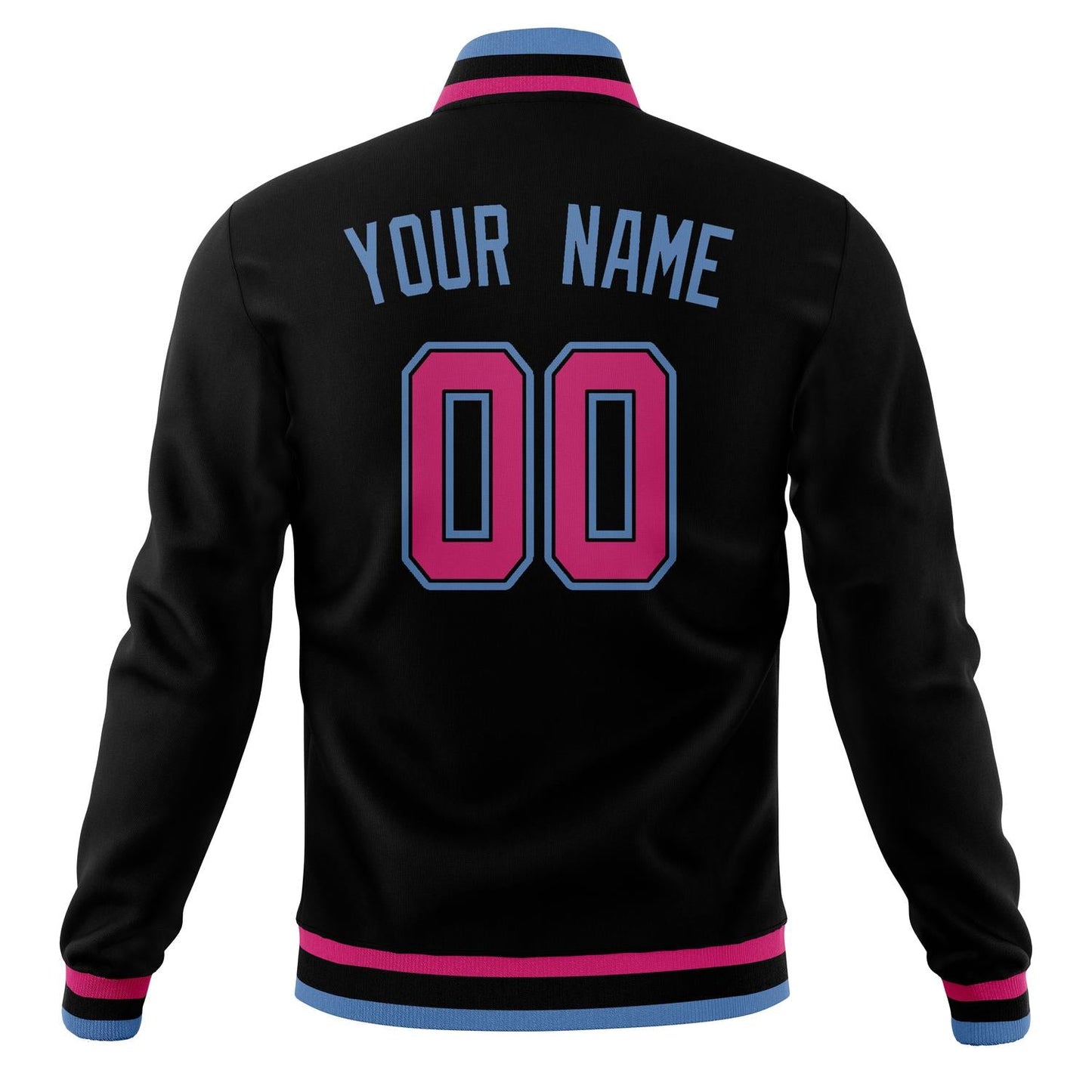 Custom Black & Light-Blue Solid Color Varsity Jacket