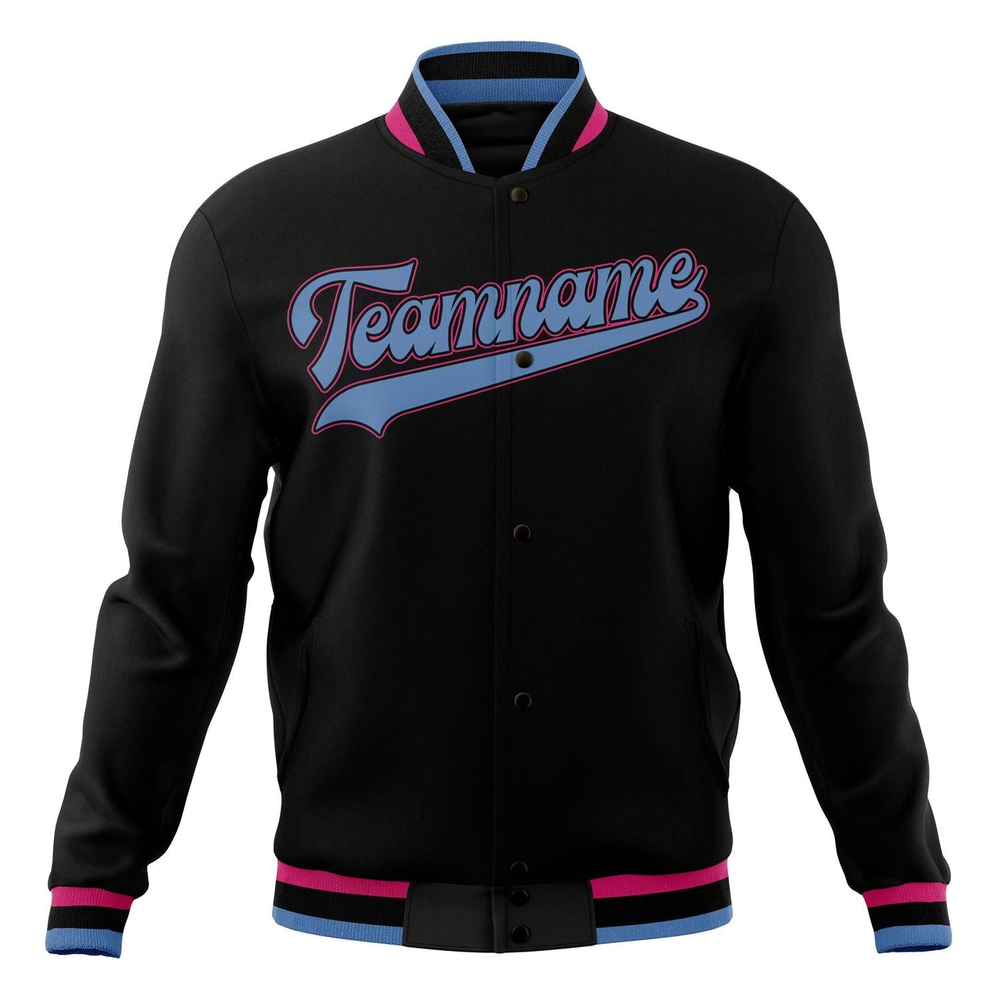 Custom Black & Light-Blue Solid Color Varsity Jacket