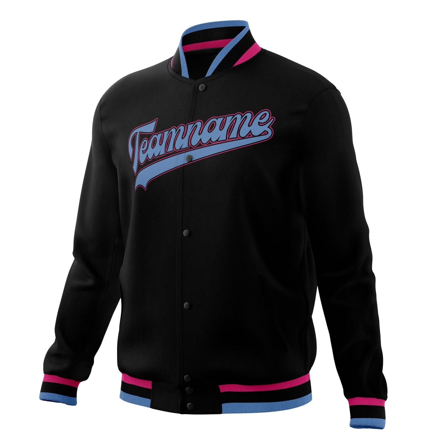 Custom Black & Light-Blue Solid Color Varsity Jacket