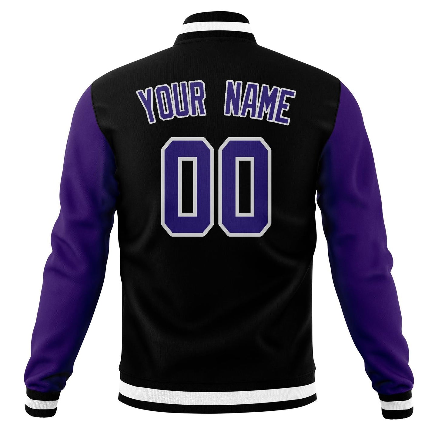 Custom Black & Purple Solid Color Varsity Jacket