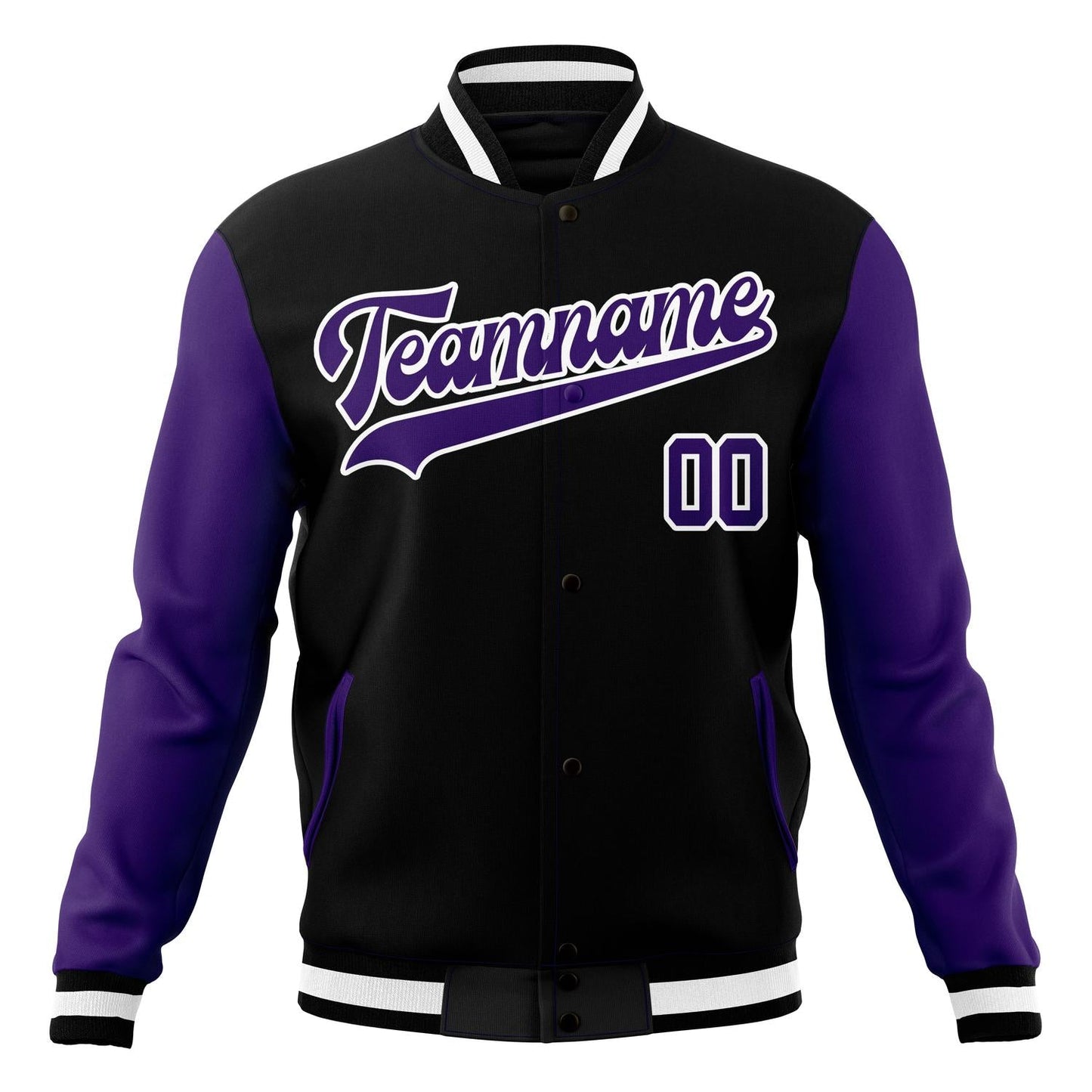 Custom Black & Purple Solid Color Varsity Jacket